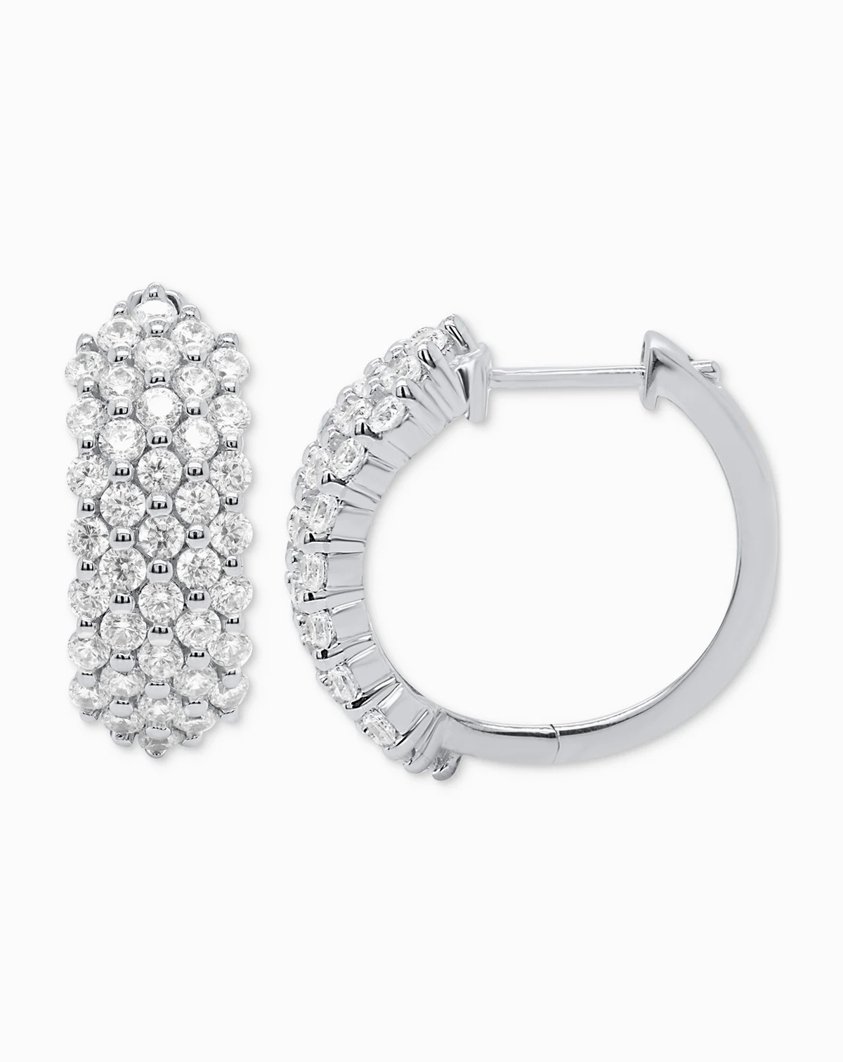 Lab Grown Diamond Cluster Small Hoop Earrings (2 ct. t.w.) in Sterling Silver or 14k Gold-Plated Sterling Silver