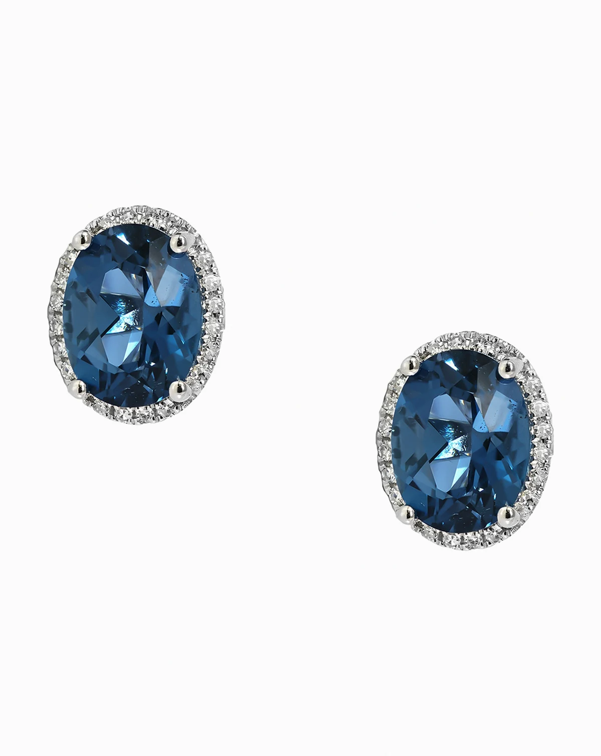 London Blue Topaz (4 ct. t.w.) & Diamond (1/6 ct. t.w.) Stud Earrings in 14k White Gold