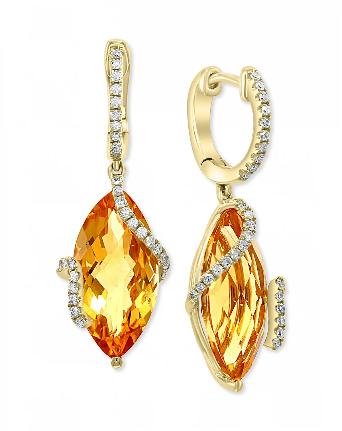 EFFY® Citrine & Diamond Drop Earrings in 14k Gold (Also available in Pink Amethyst, Green Amethyst and London Blue Topaz)