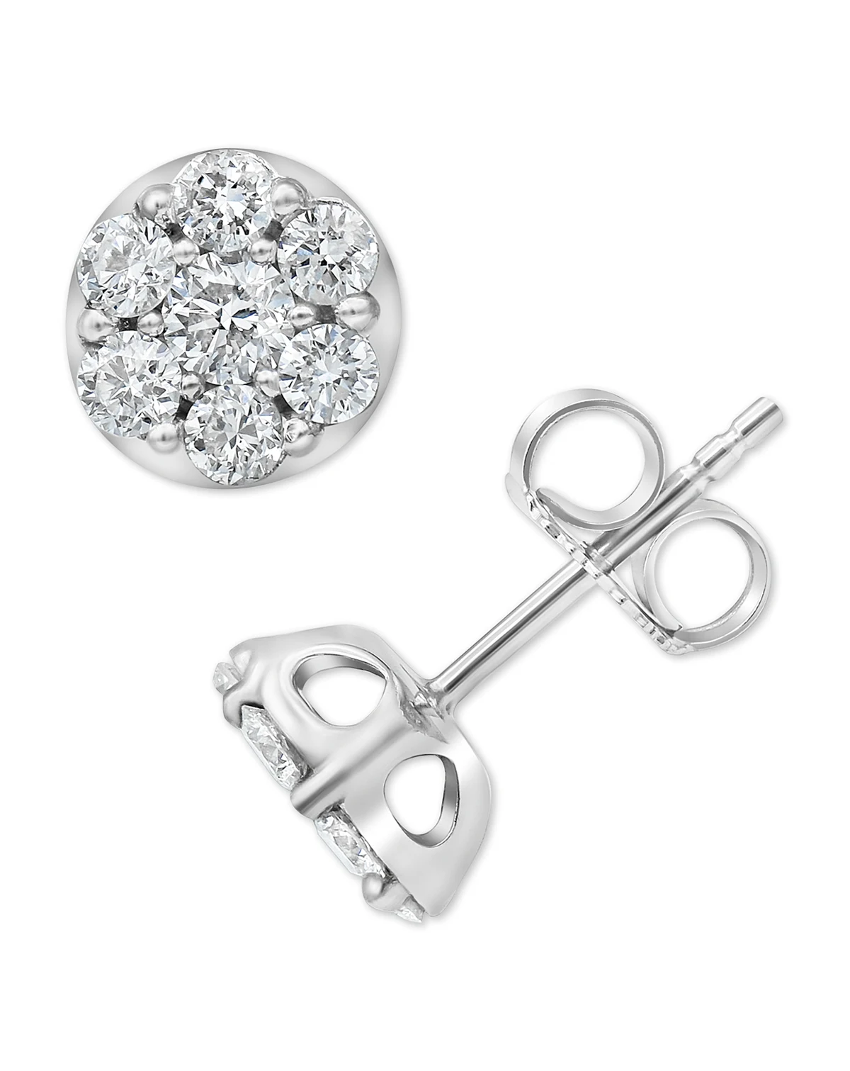 Lab-Created Diamond Cluster Stud Earrings (1 ct. t.w.) in Sterling Silver