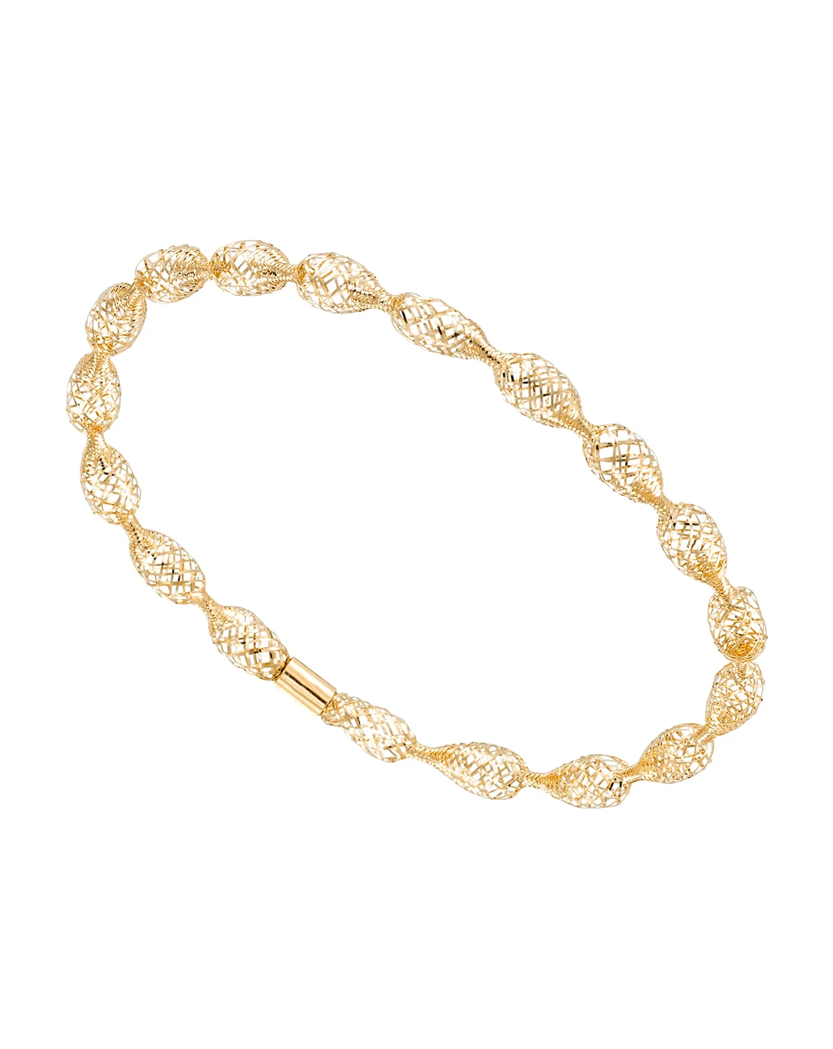 Flexible Open Work Stretch Oval Bracelet in 10k Yellow Gold