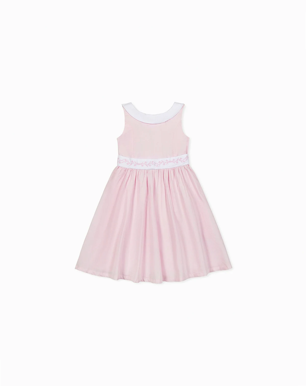 Toddler Girls Hope and Henry Heirloom Round Collar Sateen Party Dress with Embroidered Sash