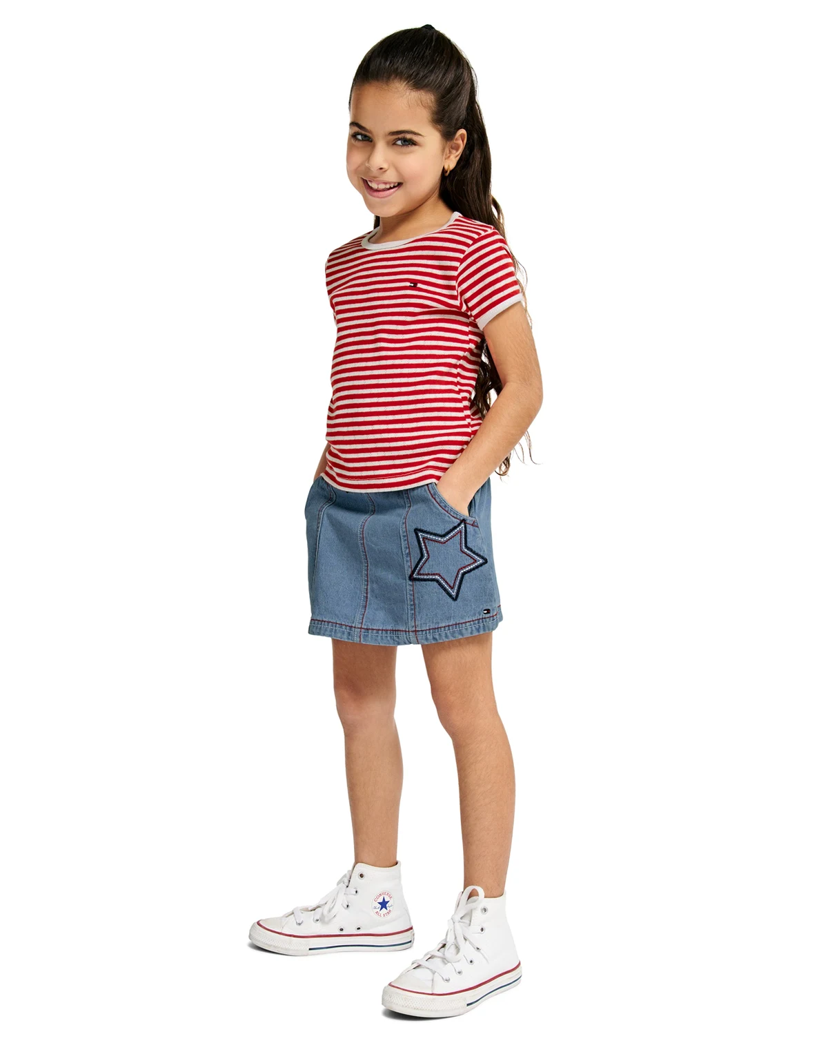 Girls' Toddler 2T-4T and Girls' 4-6X Crewneck T-Shirt and Front Waist Skort, 2-Piece Set