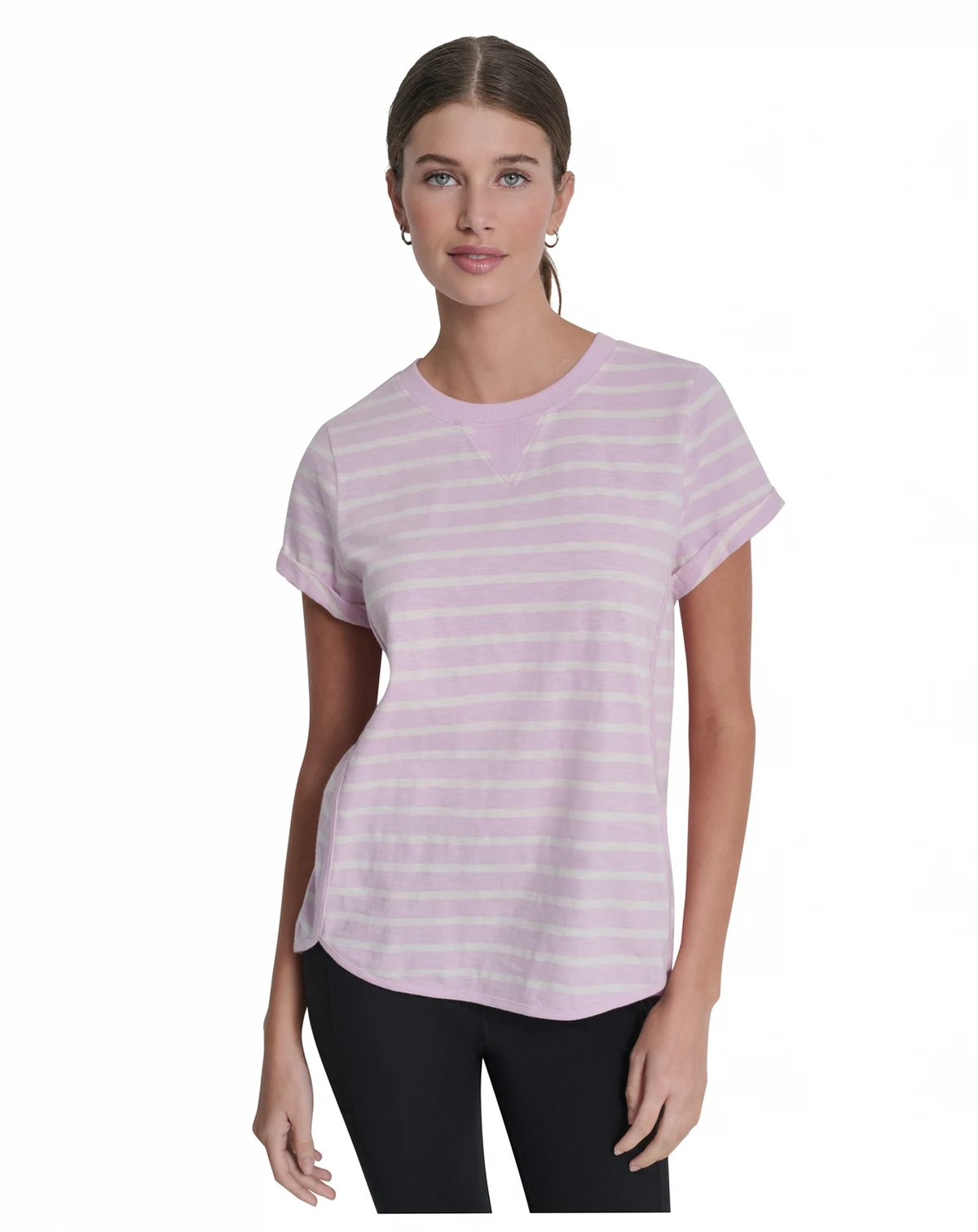 Women's Crew Neck Roll-Sleeve Top