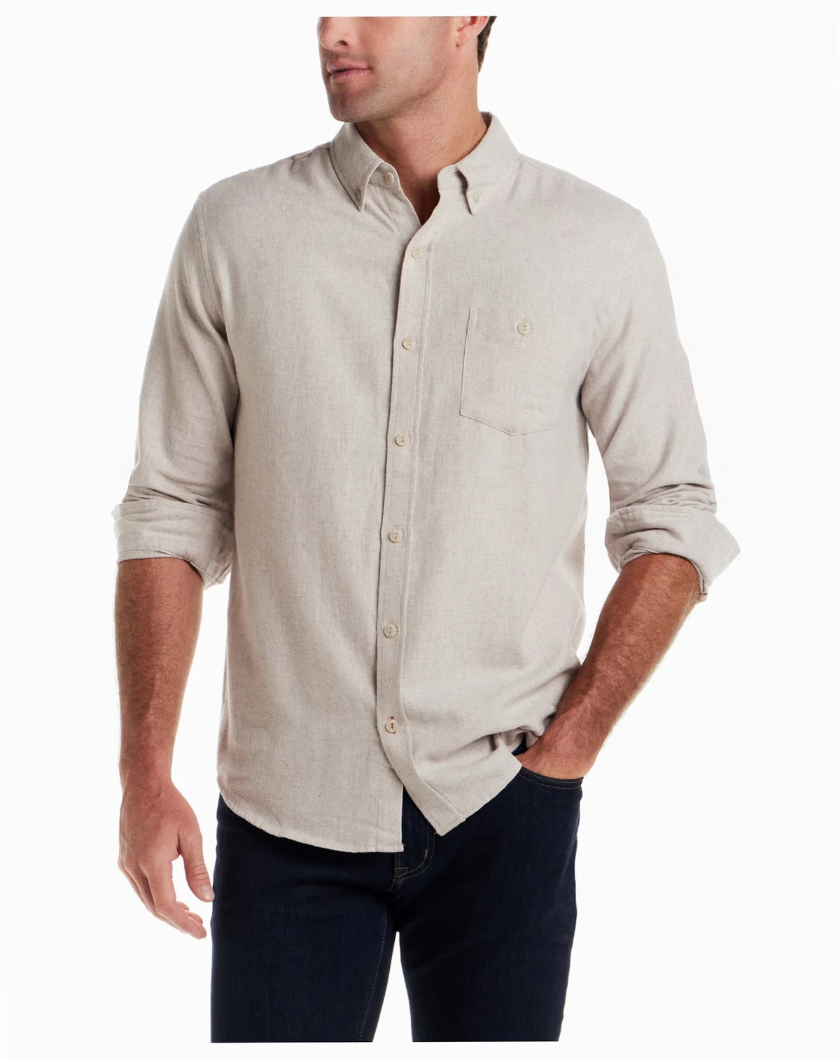Men's Long Sleeve Button Front Collard Shirt