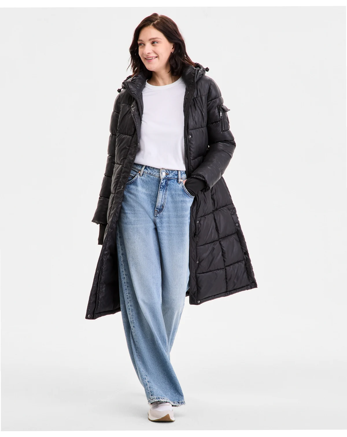 Women's Shiny Hooded Maxi Puffer Coat