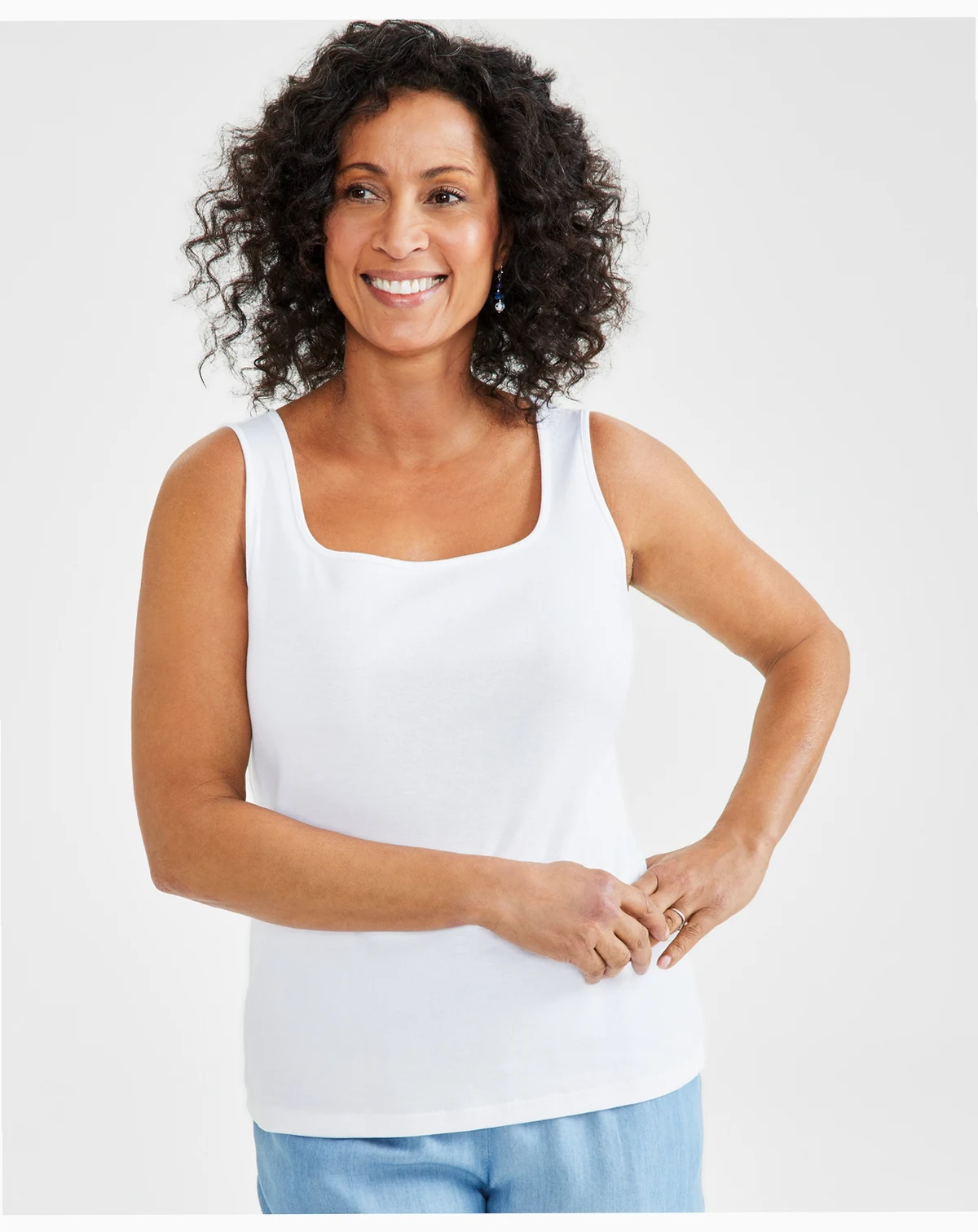 Women's Cotton Square-Neck Tank Top, Exclusively at Macy's