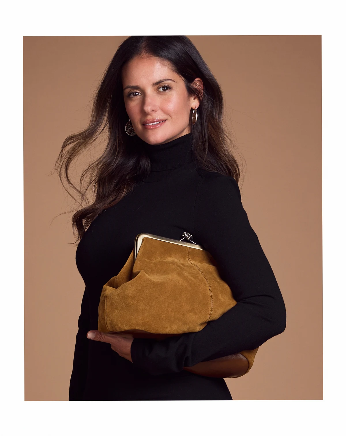 Suede Vivienne Frame Kisslock Crossbody Bag