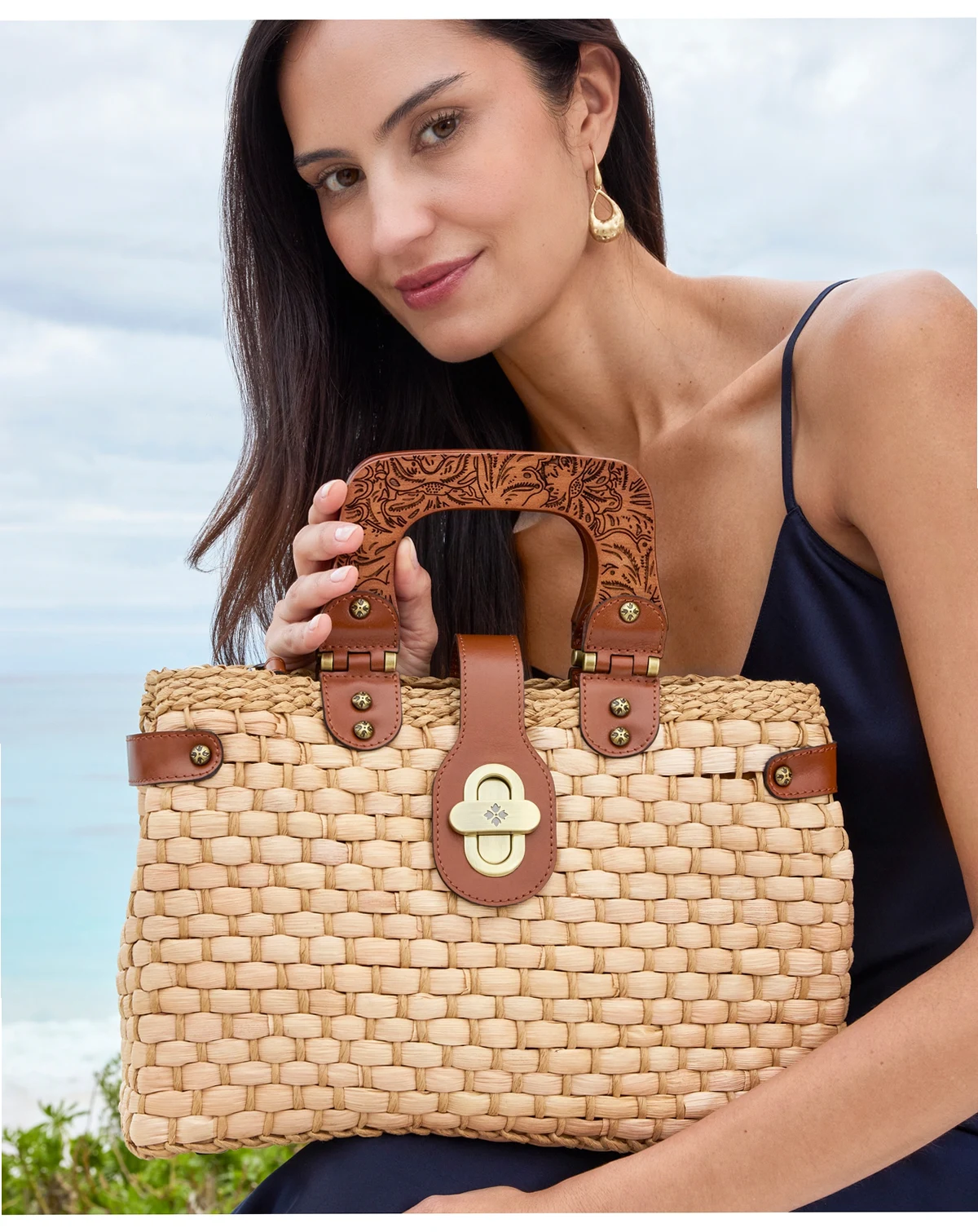 Sancia Large Woven Satchel Bag