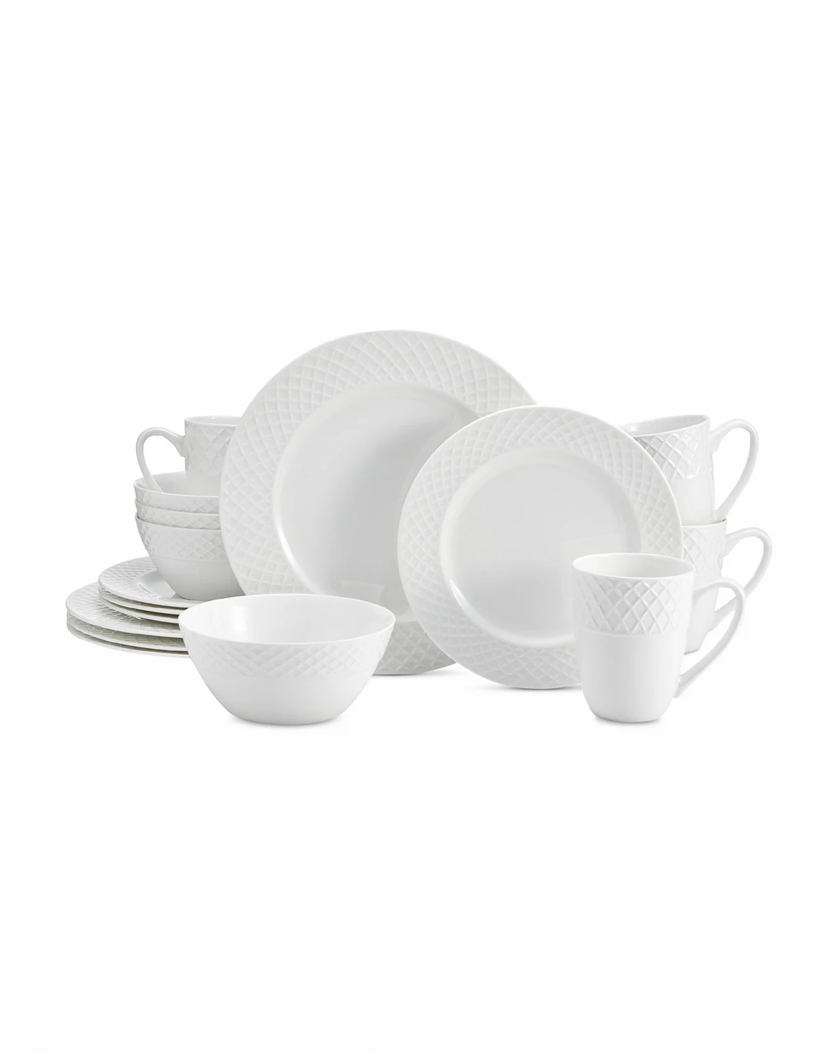Trellis White 16 Pc. Dinnerware Set, Service For 4