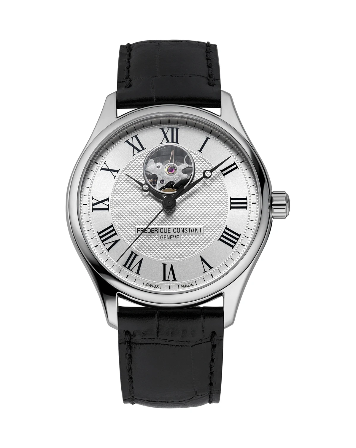 Men's Swiss Automatic Classics Heart Beat Black Leather Strap Watch 40mm