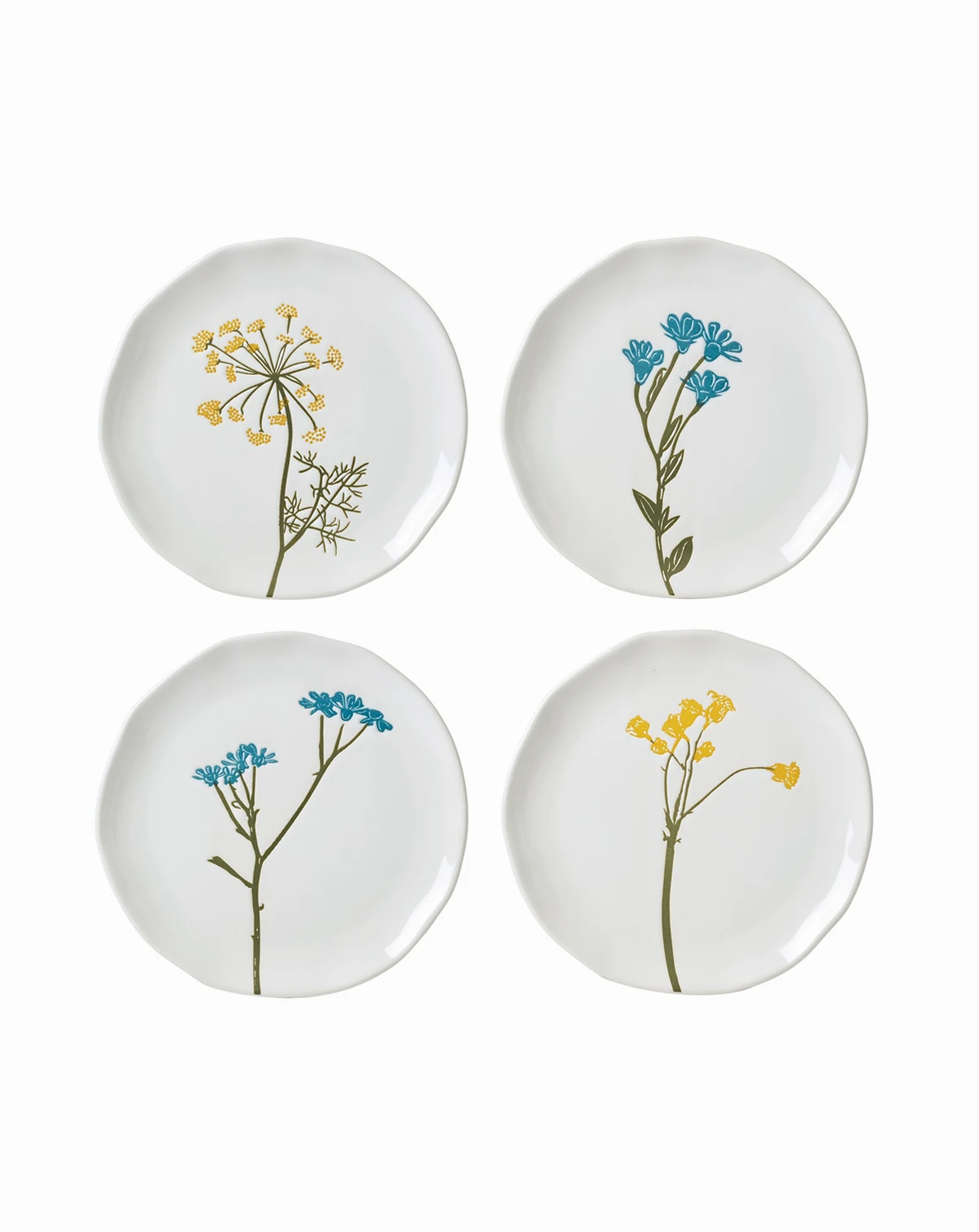 Wildflowers Tidbit Plates, Set of 4