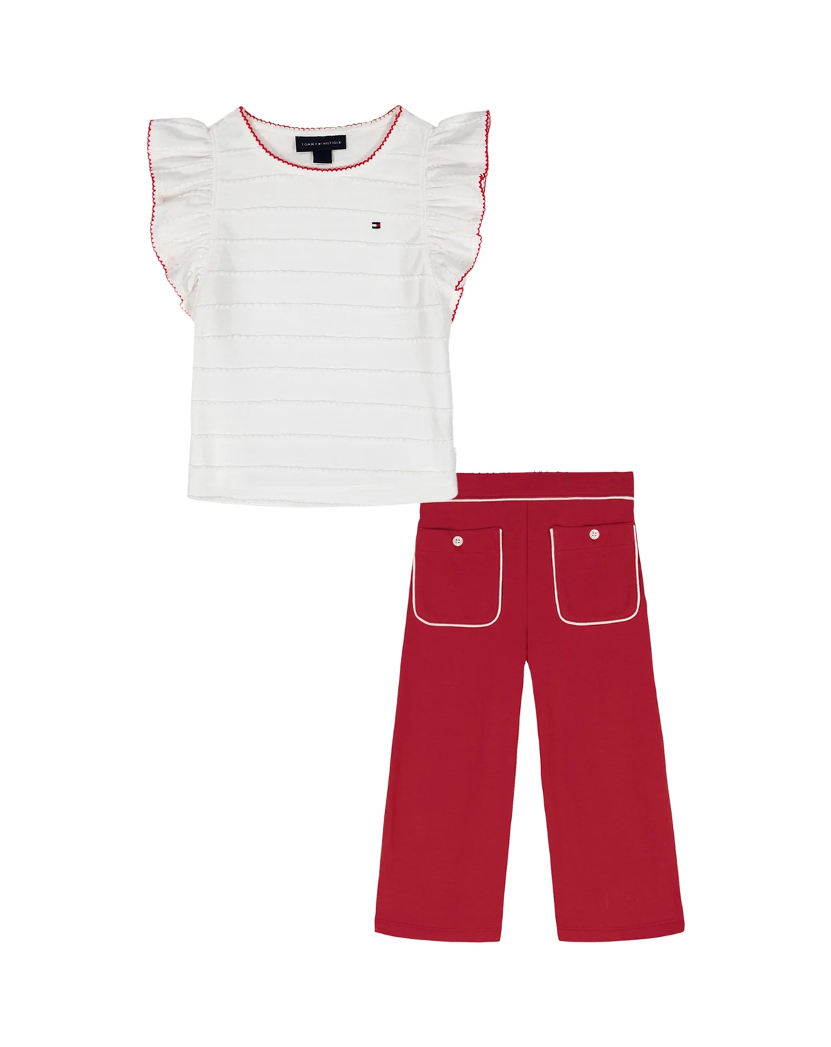 Toddler Girls' 2T-4T and Girls' 4-6X Round Neck Top and Elastic Wide Leg Pants, 2-Piece Set
