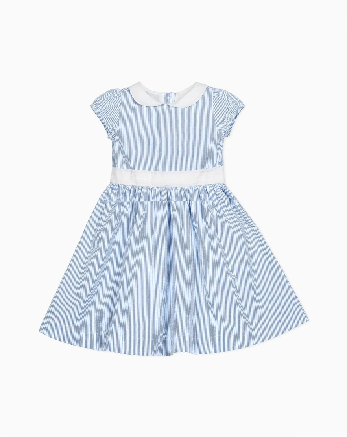 Toddler Girls Hope and Henry Short Sleeve Seersucker Dress with Peter Pan Collar