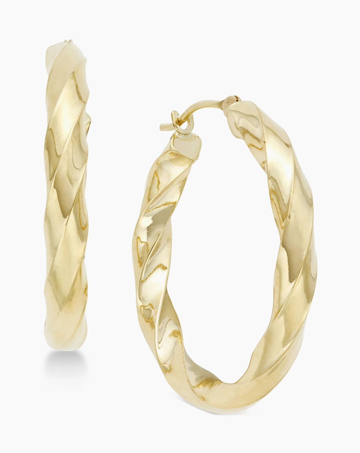 Square Twist Hoop Earrings in 10k Gold