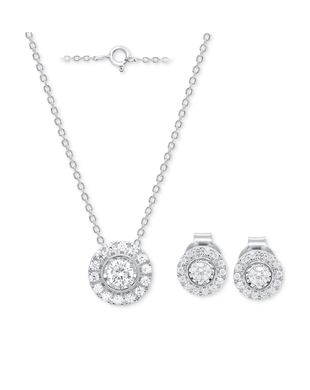 2-Pc. Set Lab-Grown Diamond Pendant Necklace & Matching Stud Earrings  (1/2  ct. t.w.) in Sterling Silver or 14K Gold-Plated Sterling Silver