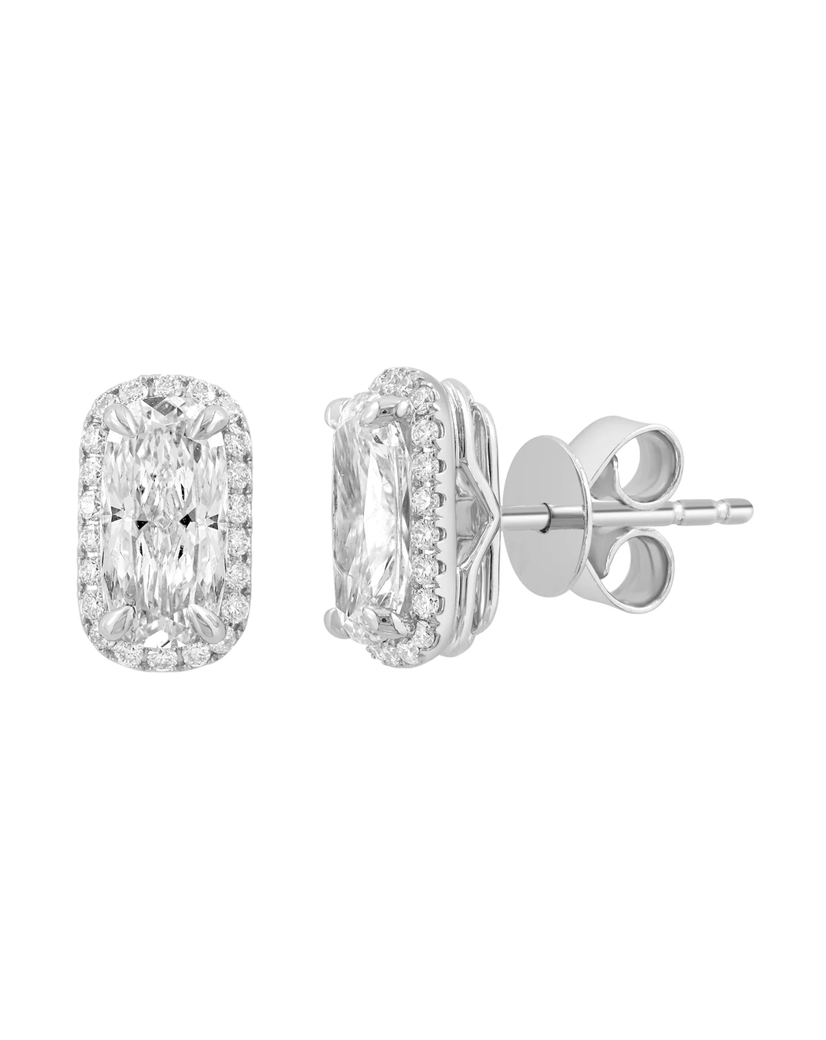 Certified Lab Grown Cushion Cut Diamond Stud Earrings (1-3/4 ct. t.w.) in 14k White Gold