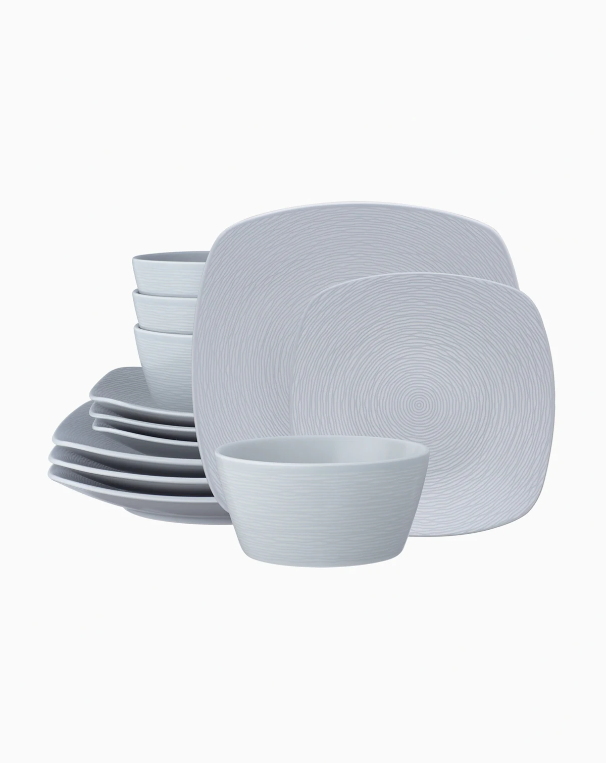 Colorscapes Swirl Square Set 12 Piece Dinnerware Set, Service For 4