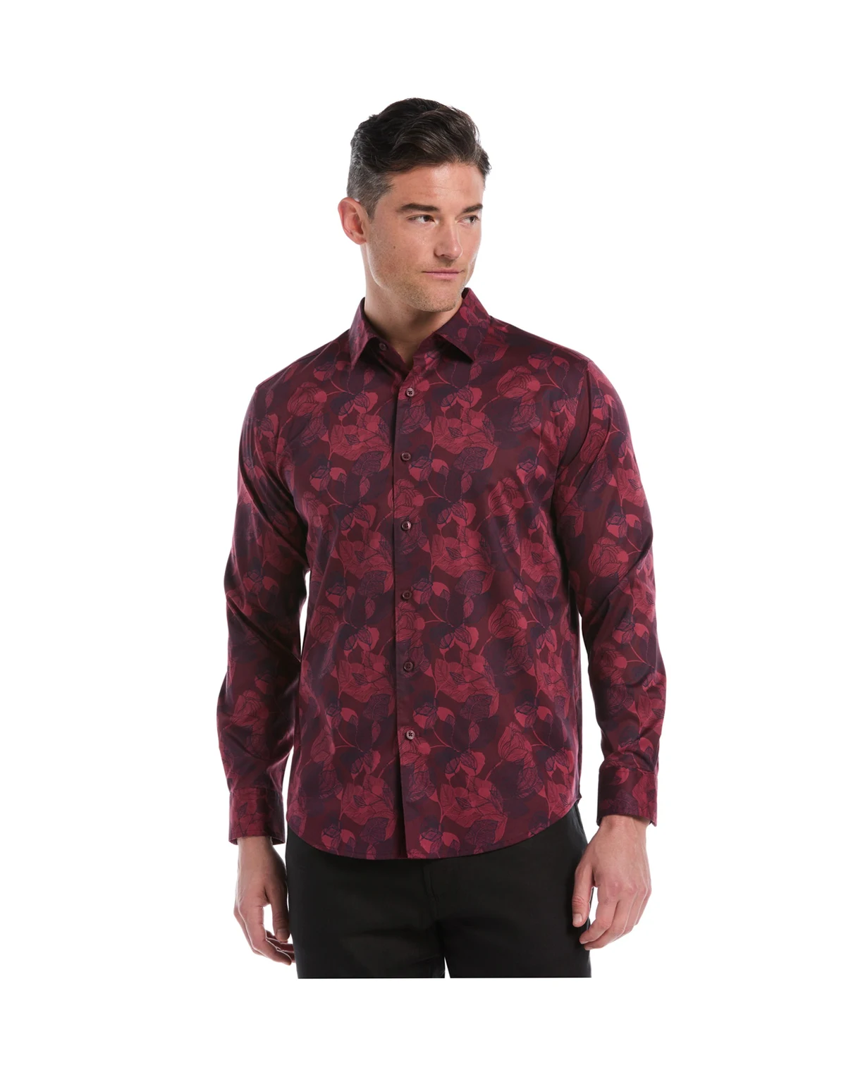 Men's Long-Sleeve Floral Print Shirt