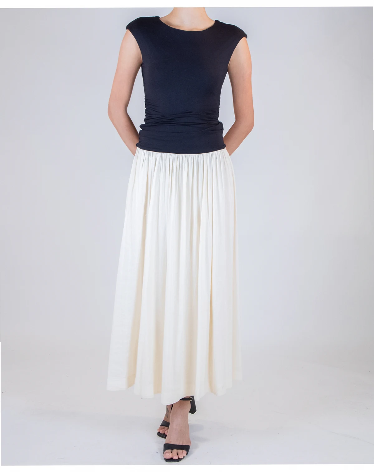Women's Two-Toned Drop Waist Crewneck Dress