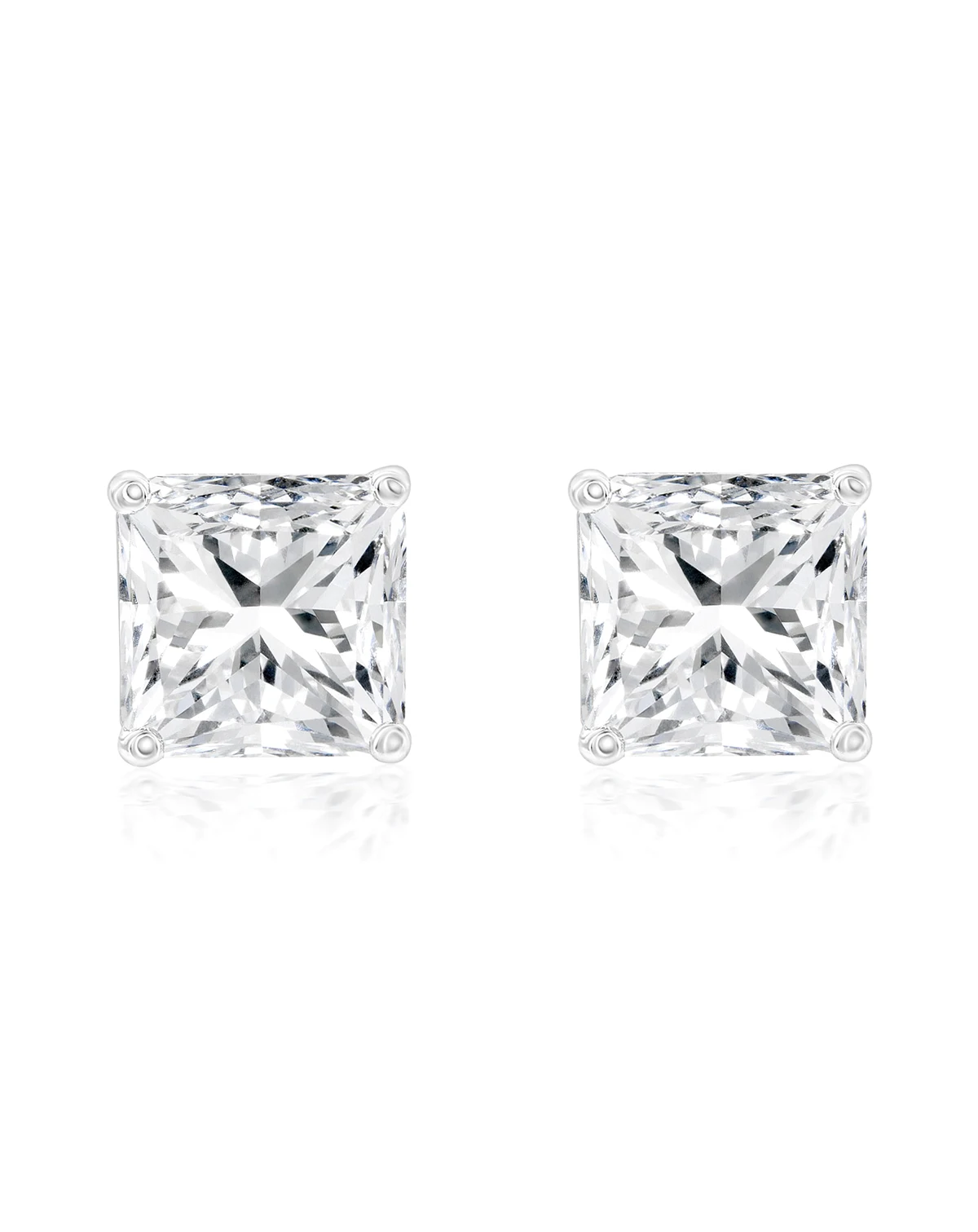 Suzy Levian Sterling Silver Asscher-Cut Cubic Zirconia 8mm 4 cttw Stud Earrings