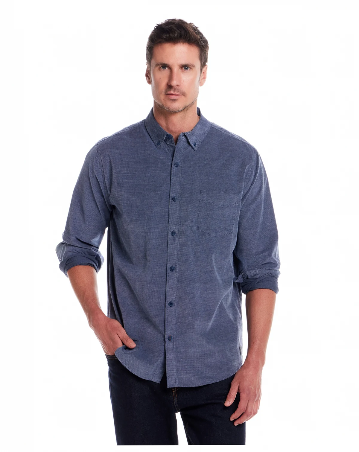 Men's Solid Corduroy Button Front Shirt