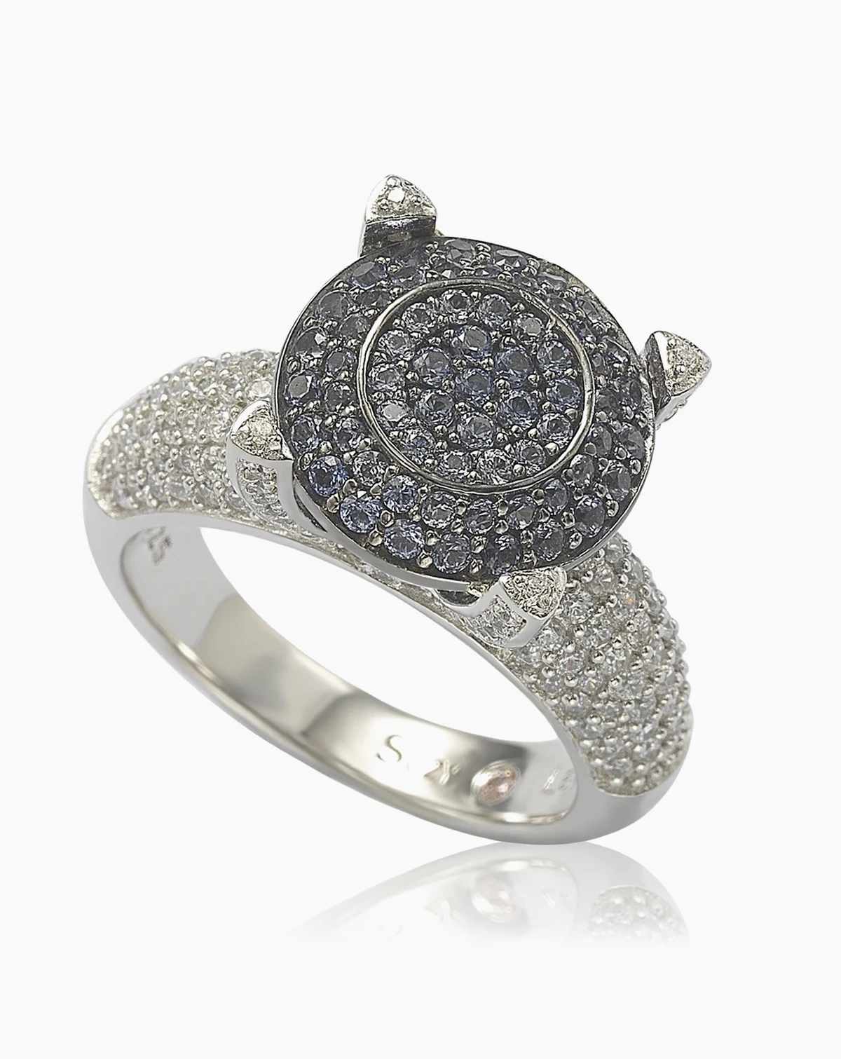Suzy Levian Sterling Silver Cubic Zirconia Pave Center Stone Ring