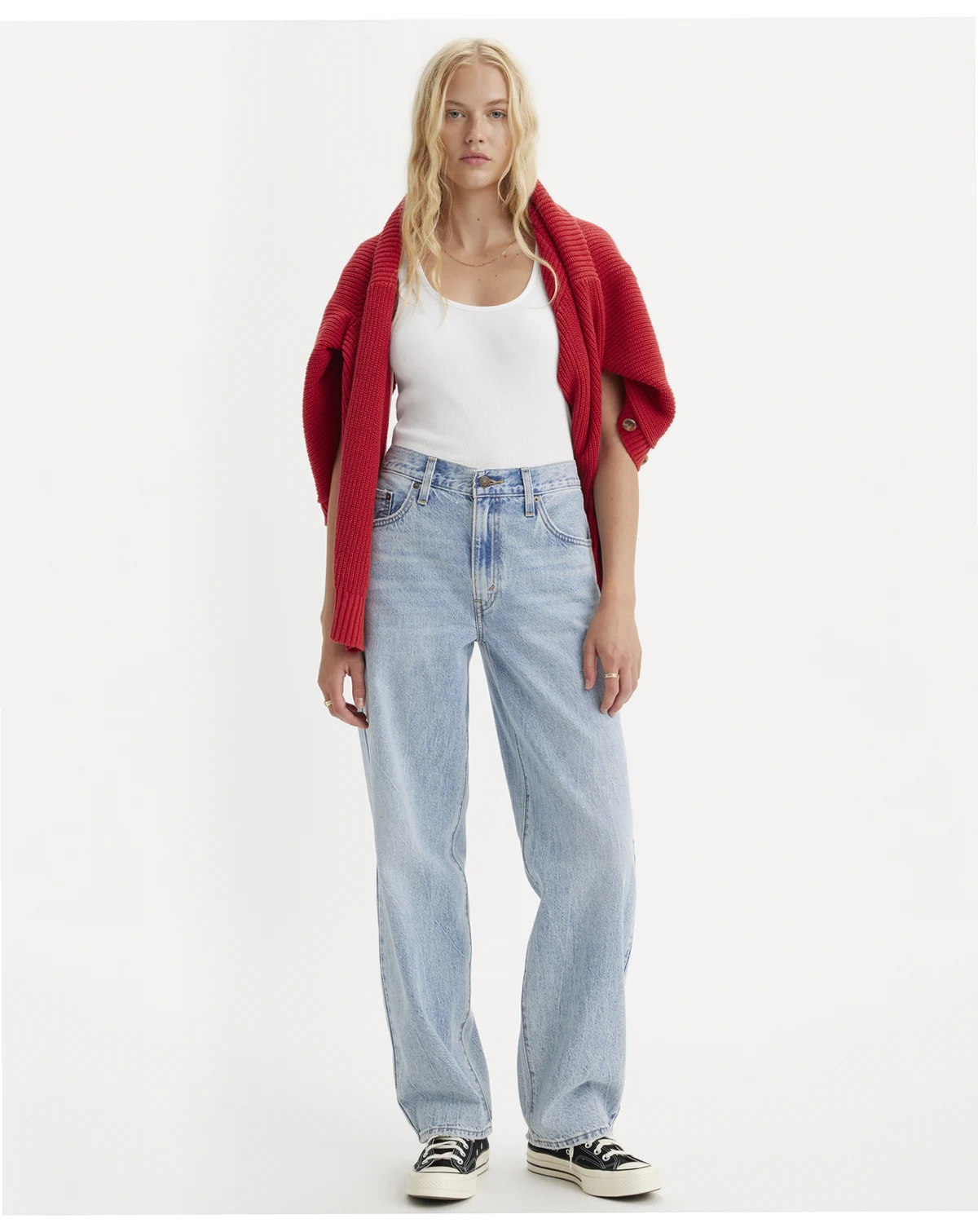 Premium Women's Mid Rise Baggy Dad Jeans