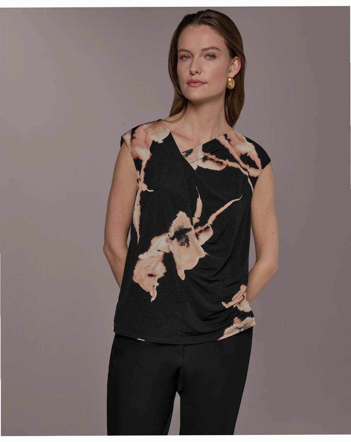 Women's Printed Asymmetric Neck Top
