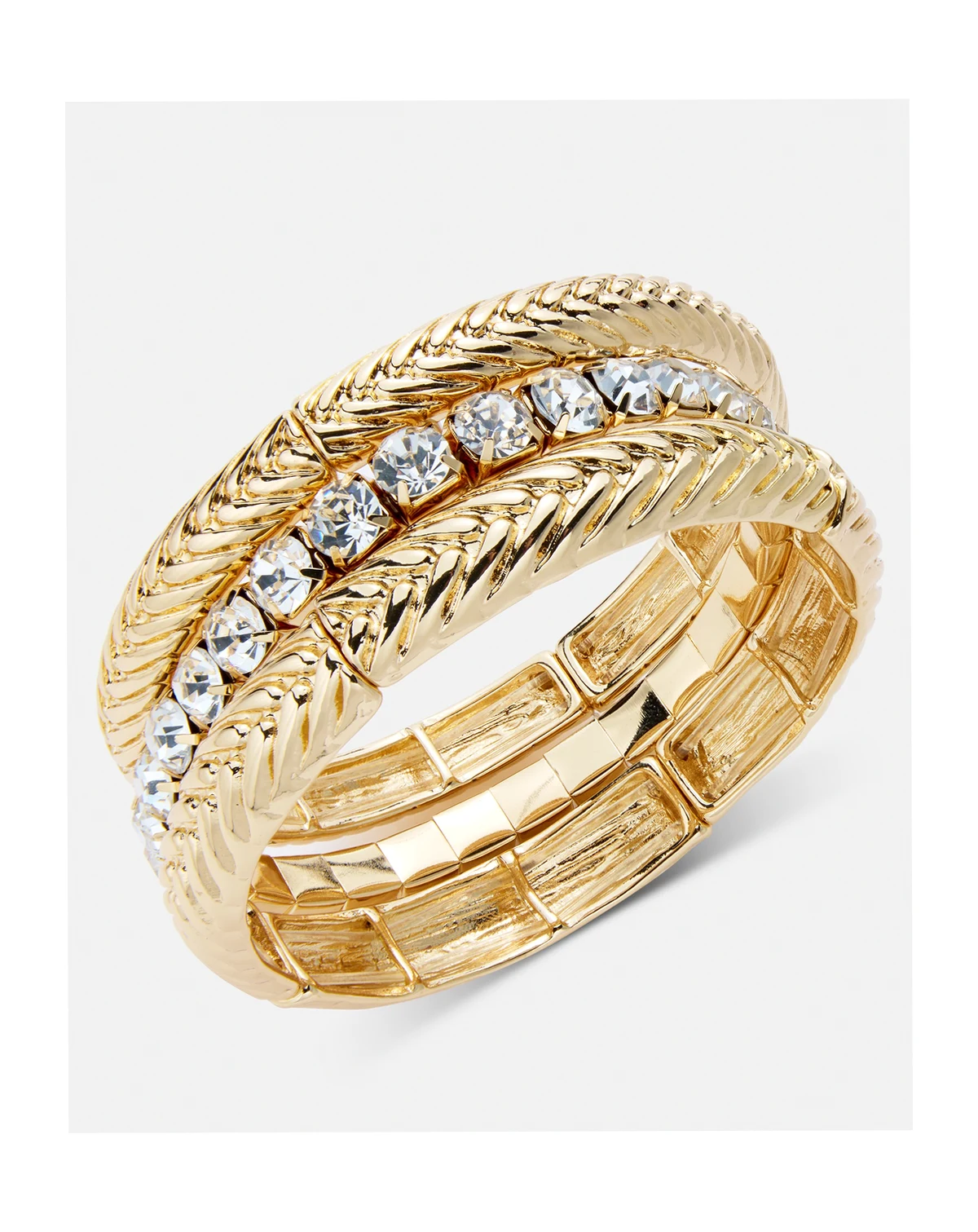 3-Pc. Set Crystal & Textured Stretch Bracelets, Macy's Exclusive