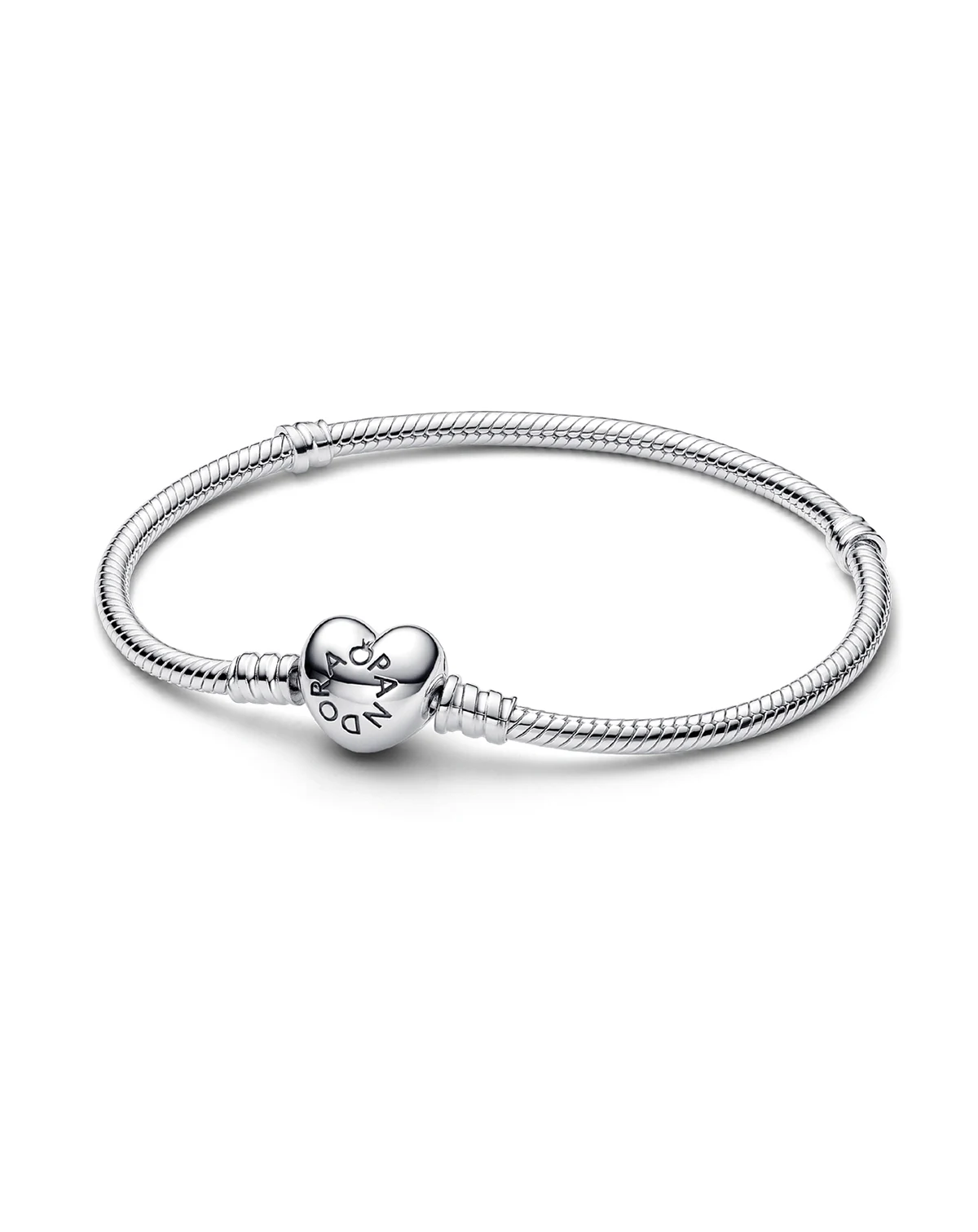 Sterling Silver Moments Heart Clasp Snake Chain Bracelet