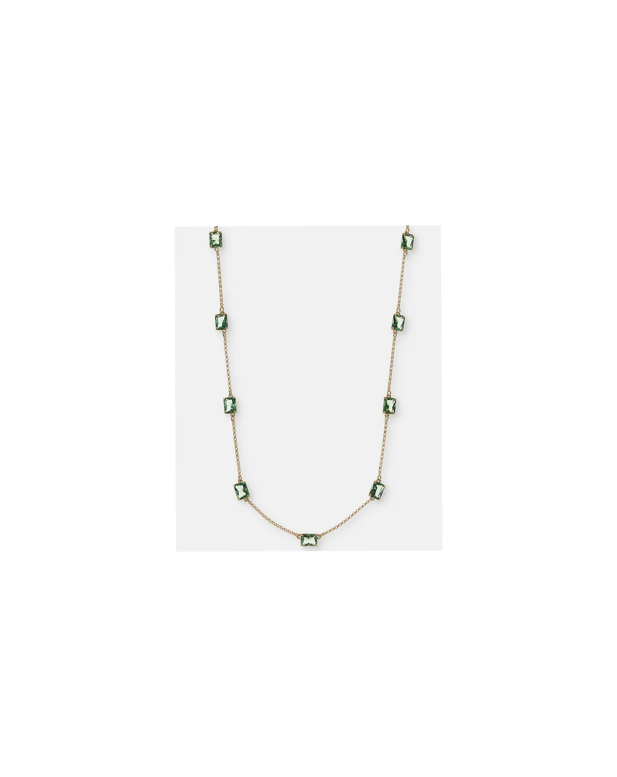 Gold-Tone Glass Stone Station Necklace. 16" + 3" extender