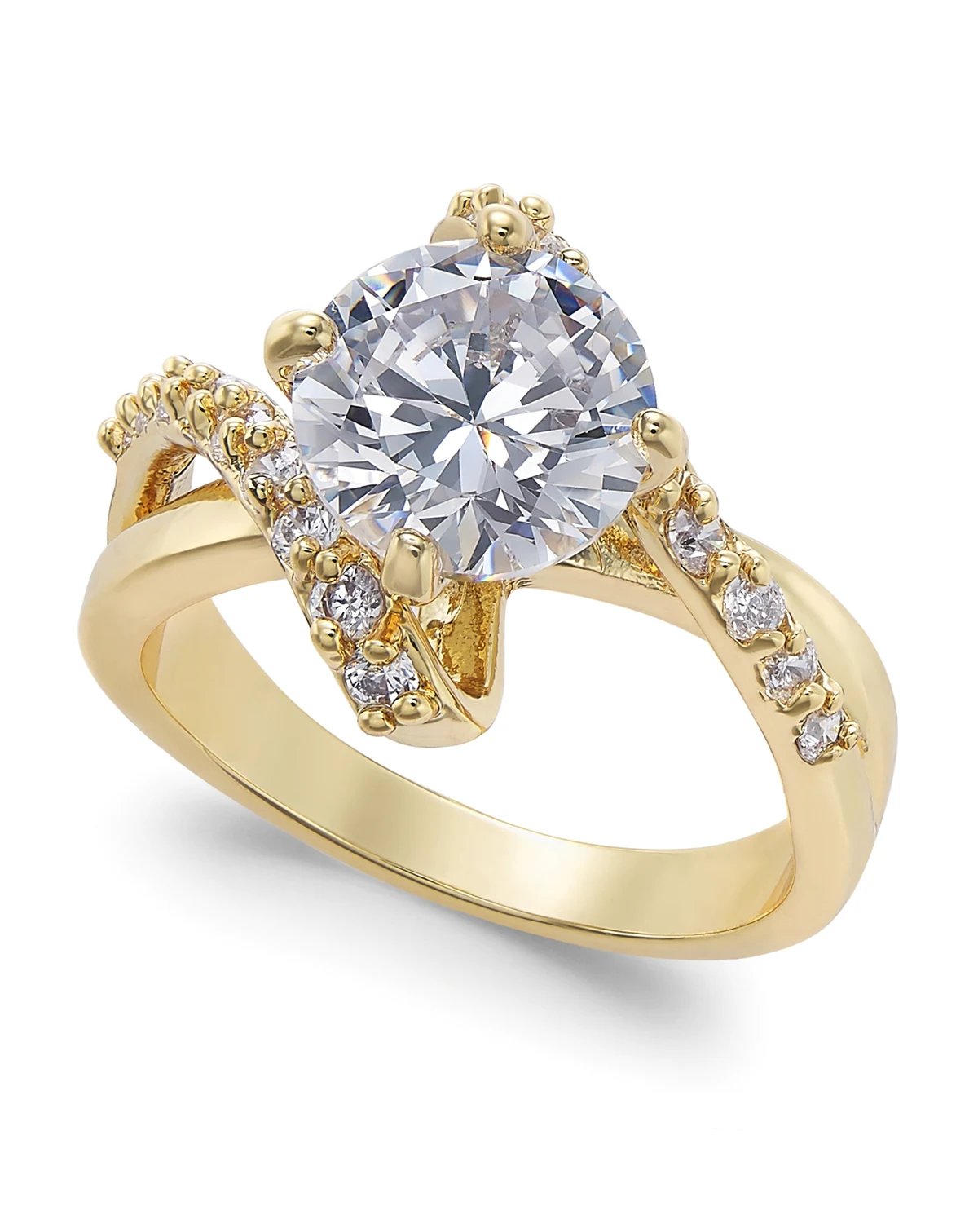 Gold Plate Crystal Bypass Ring, Created for Macy’s
