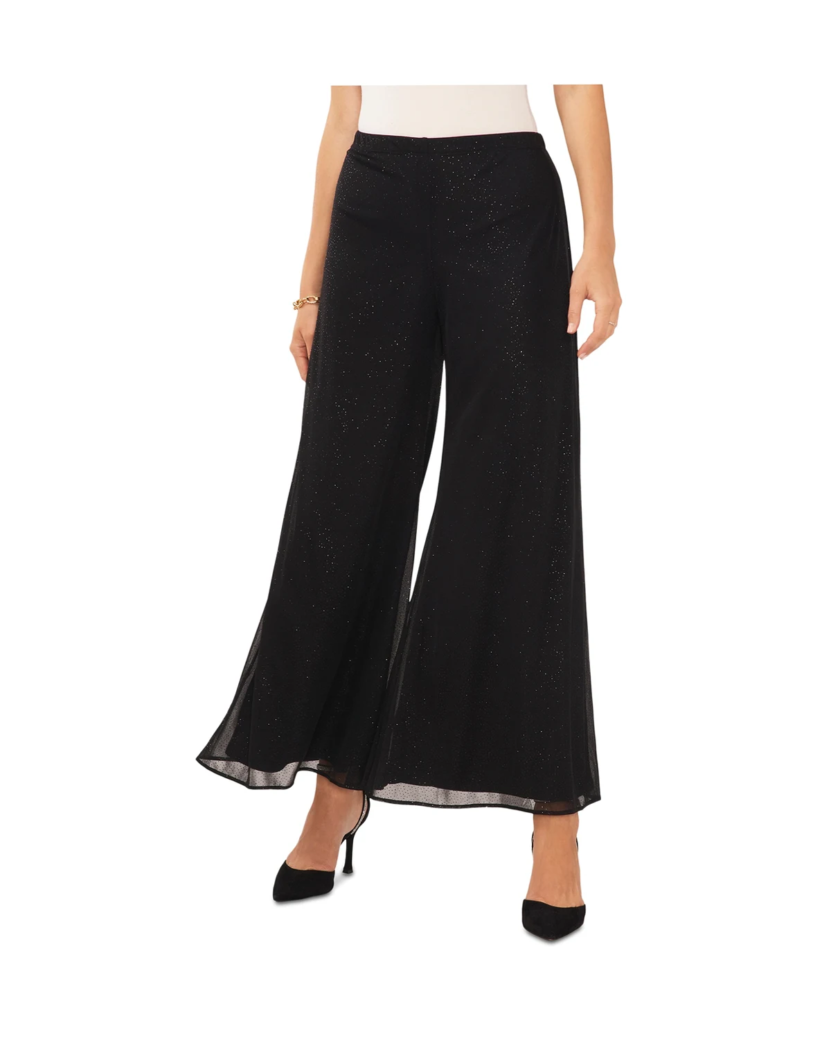 Women's Glitter Pull-On Wide-Leg Pants