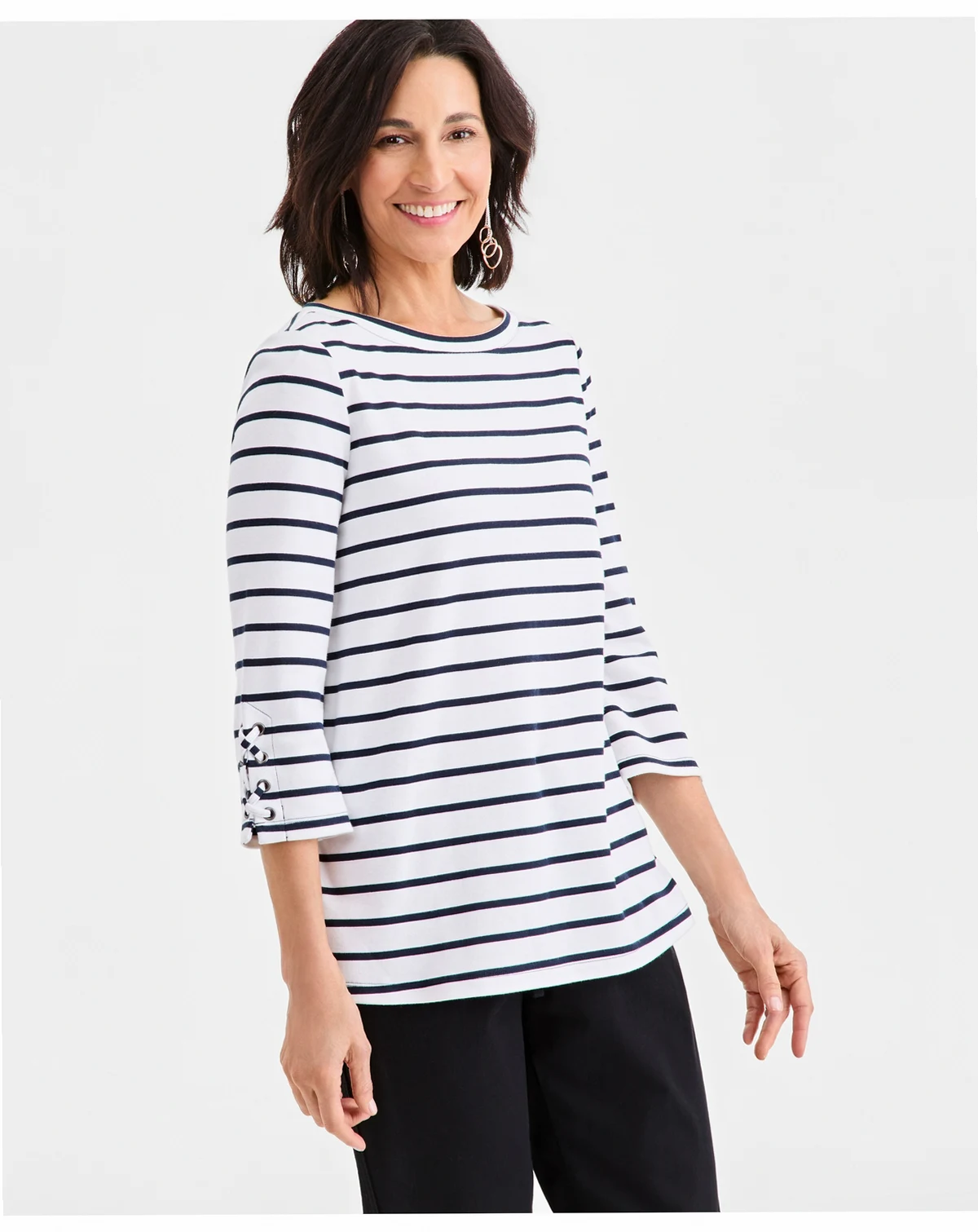 Women's Tie-Detail Boat Neck Tunic Top, Macy's Exclusive
