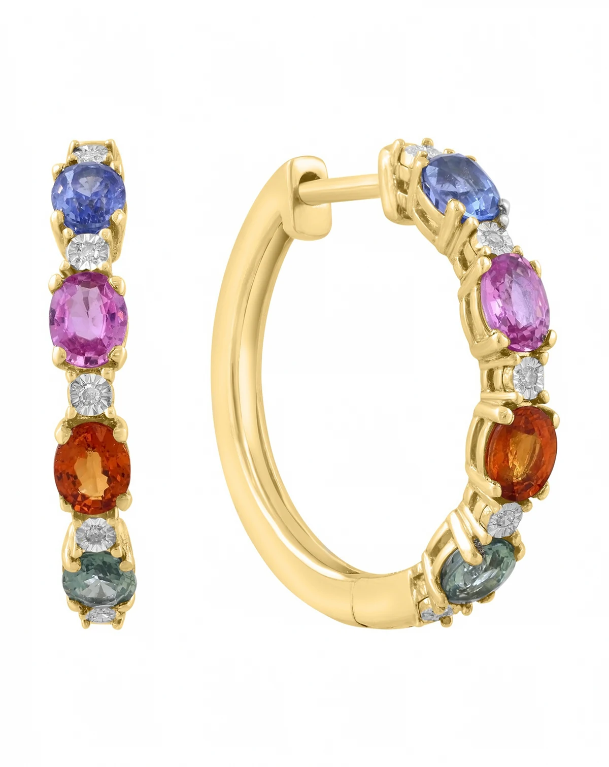 Multi Sapphire (1-7/8 ct. t.w.) and Diamond Accent Earrings in 14k Yellow Gold