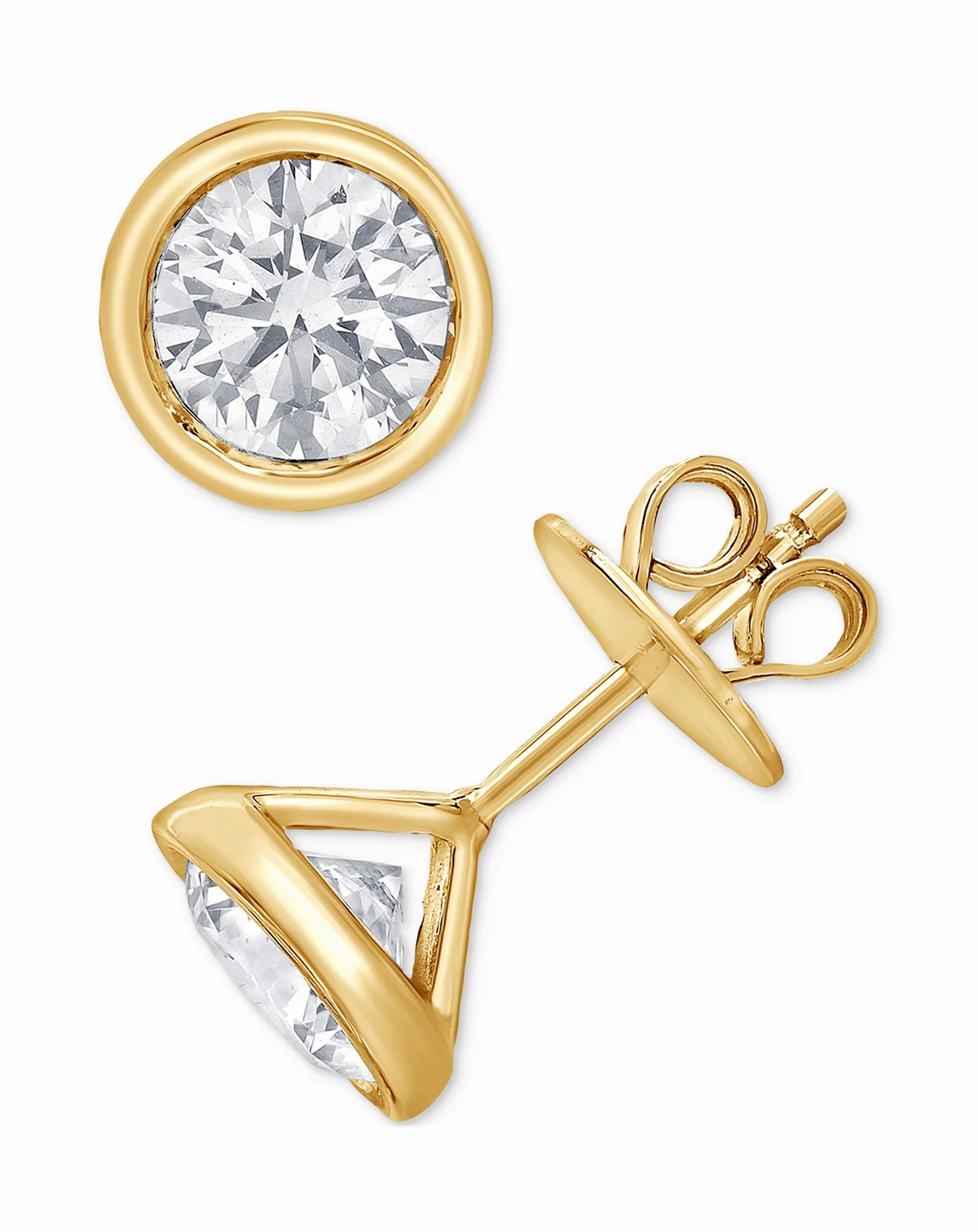 Certified Lab Grown Diamond Bezel Stud Earrings (3 ct. t.w.) in 14k Gold