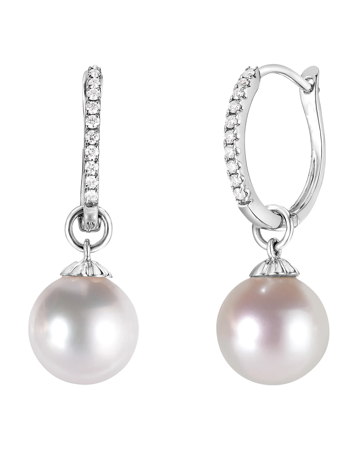 Freshwater Pearl (10mm) and Diamond (1/10 ct. t.w.) Earrings in Sterling Silver