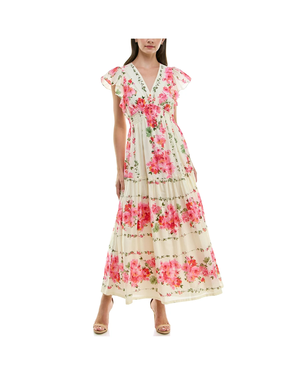 Women's Floral Printed V-Neck A-Line Dress