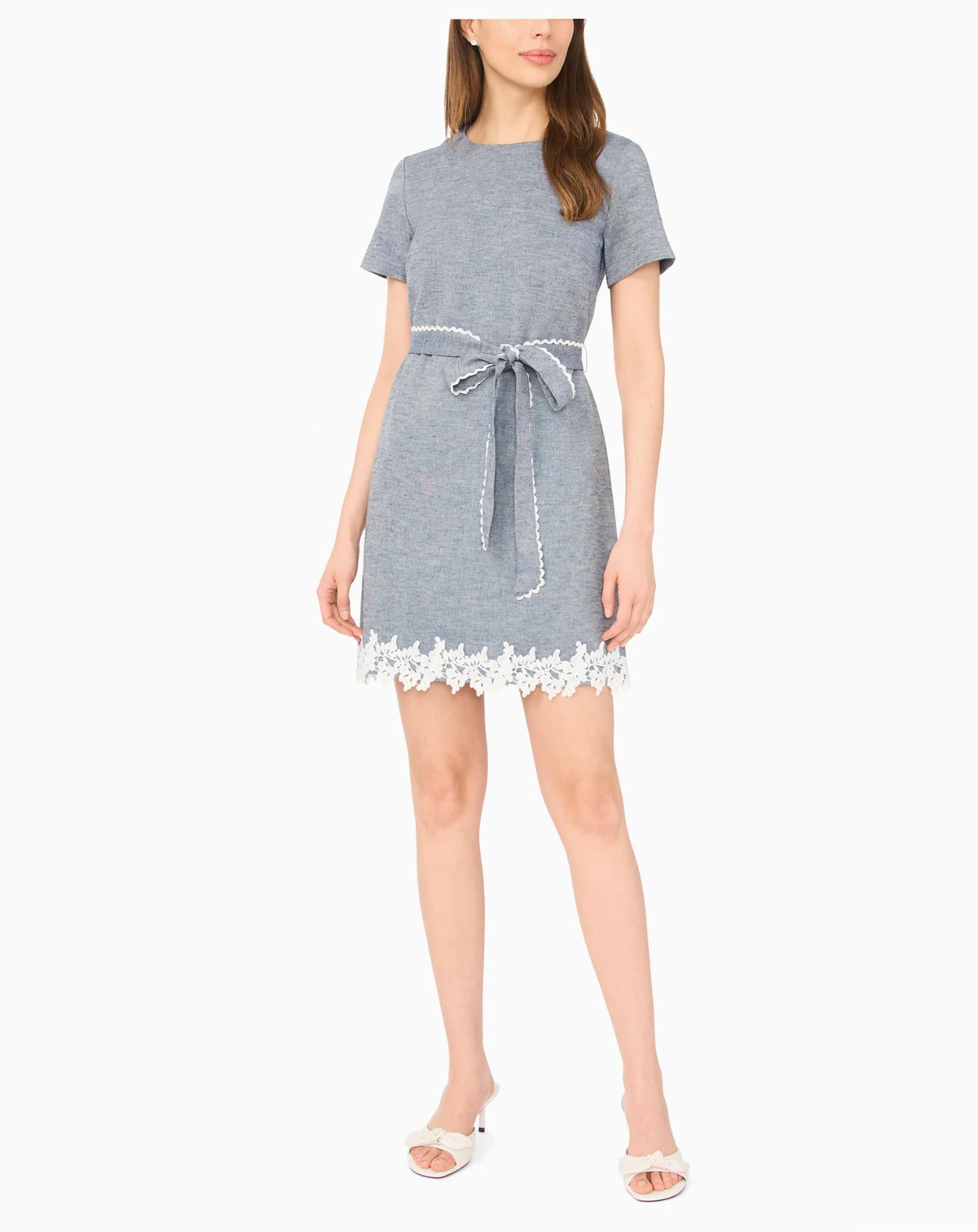 Women's Short Sleeve Lace Hem Mini Dress