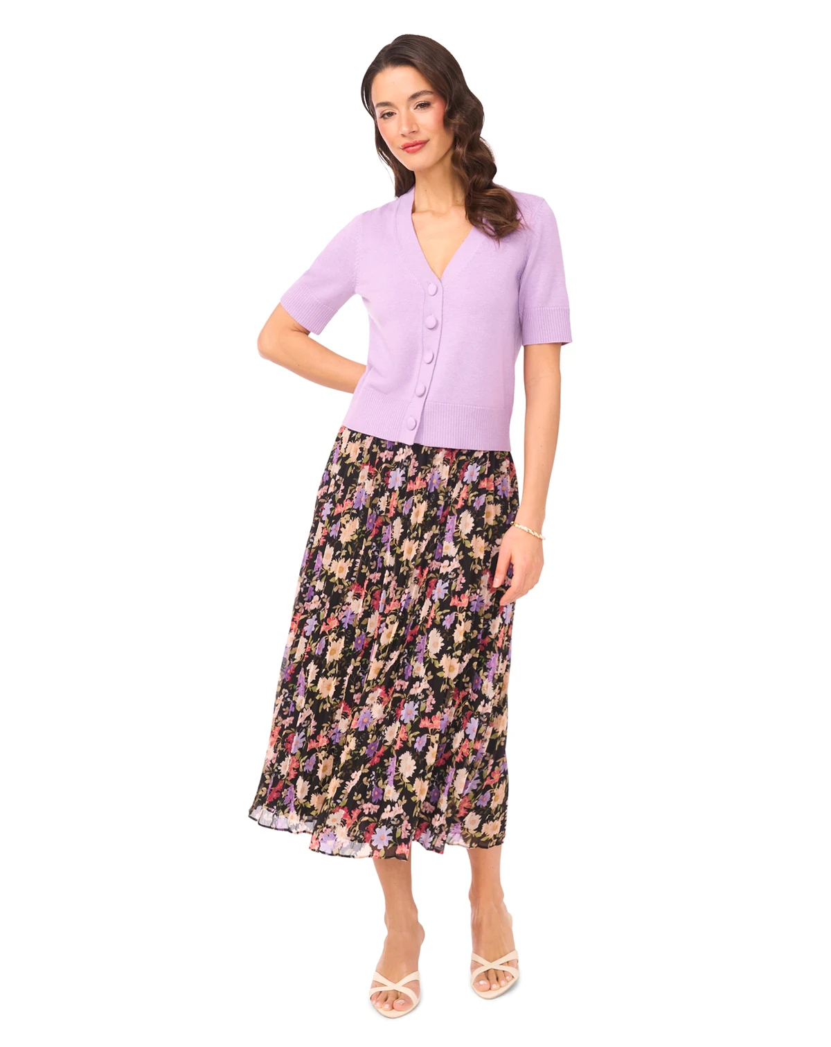 Women's Sunburst Pleat Detail Midi Skirt