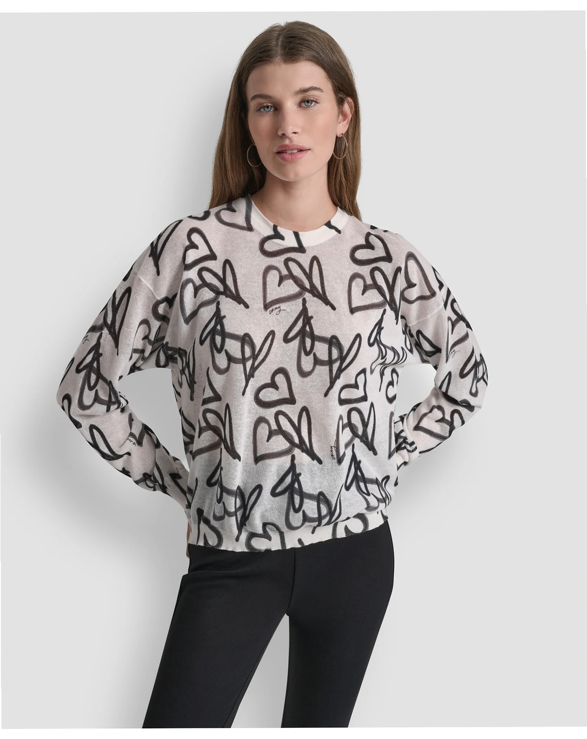 Women's Long-Sleeve Printed Crew Neck Sweater