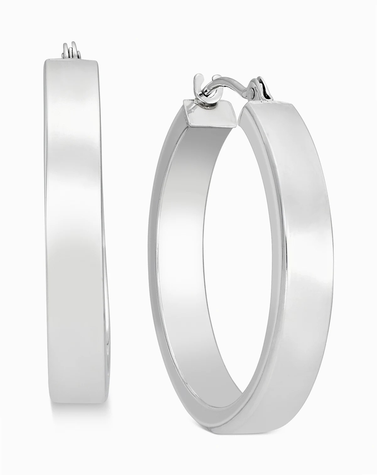 Bold Hoop Earrings in 10k White Gold