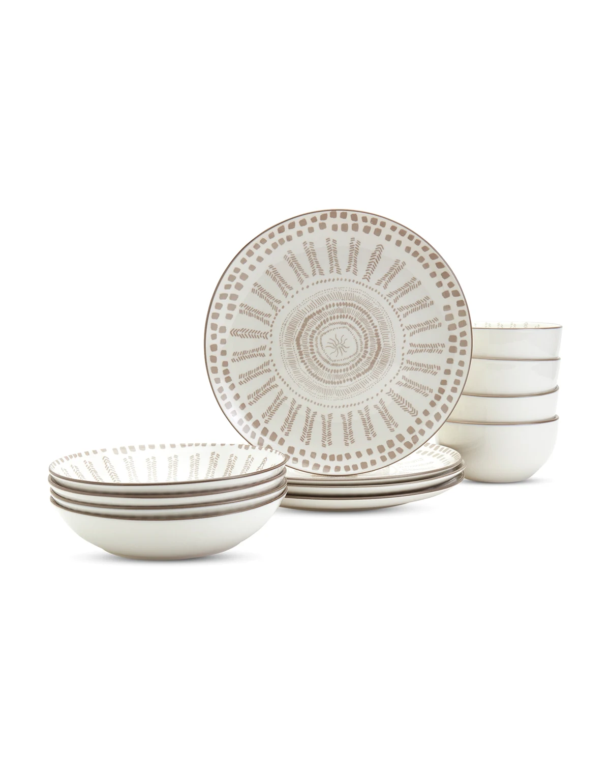 Taupe Mykonos 12 Pc. Dinnerware Set, Service for 4, Exclusively at Macy's