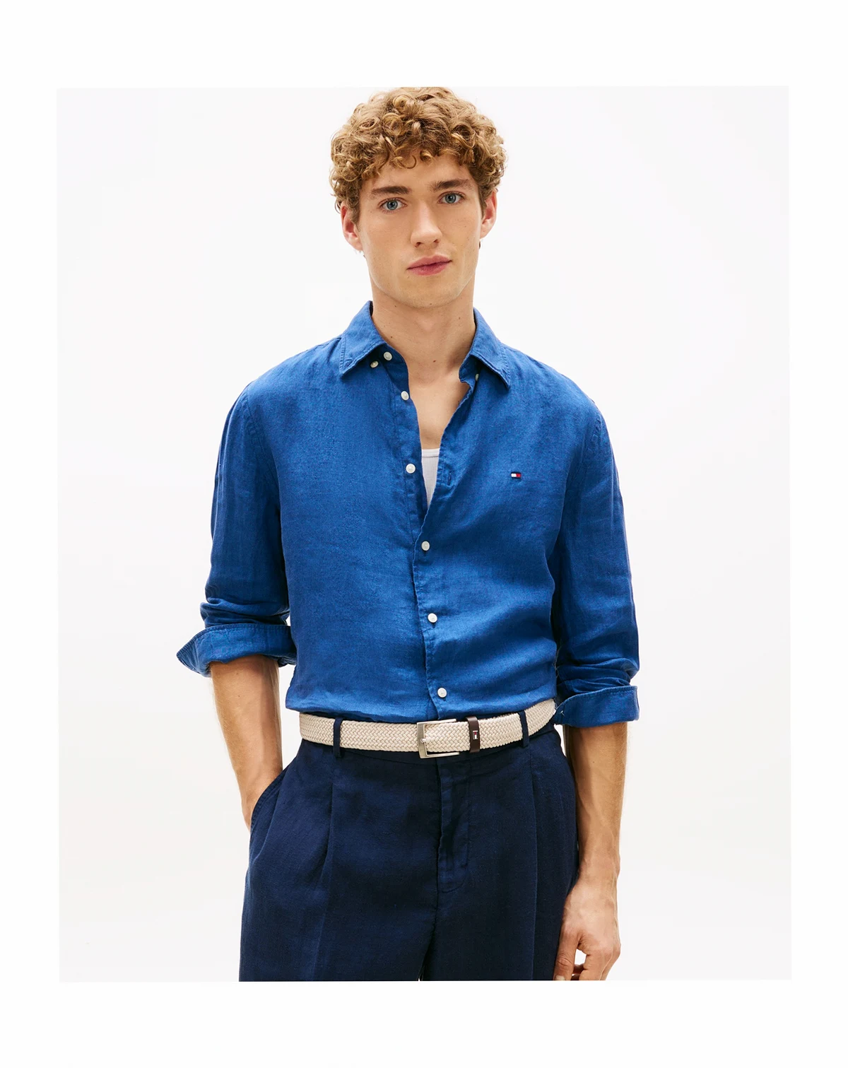 Men's Button-Down Long-Sleeve 100% Linen Shirt