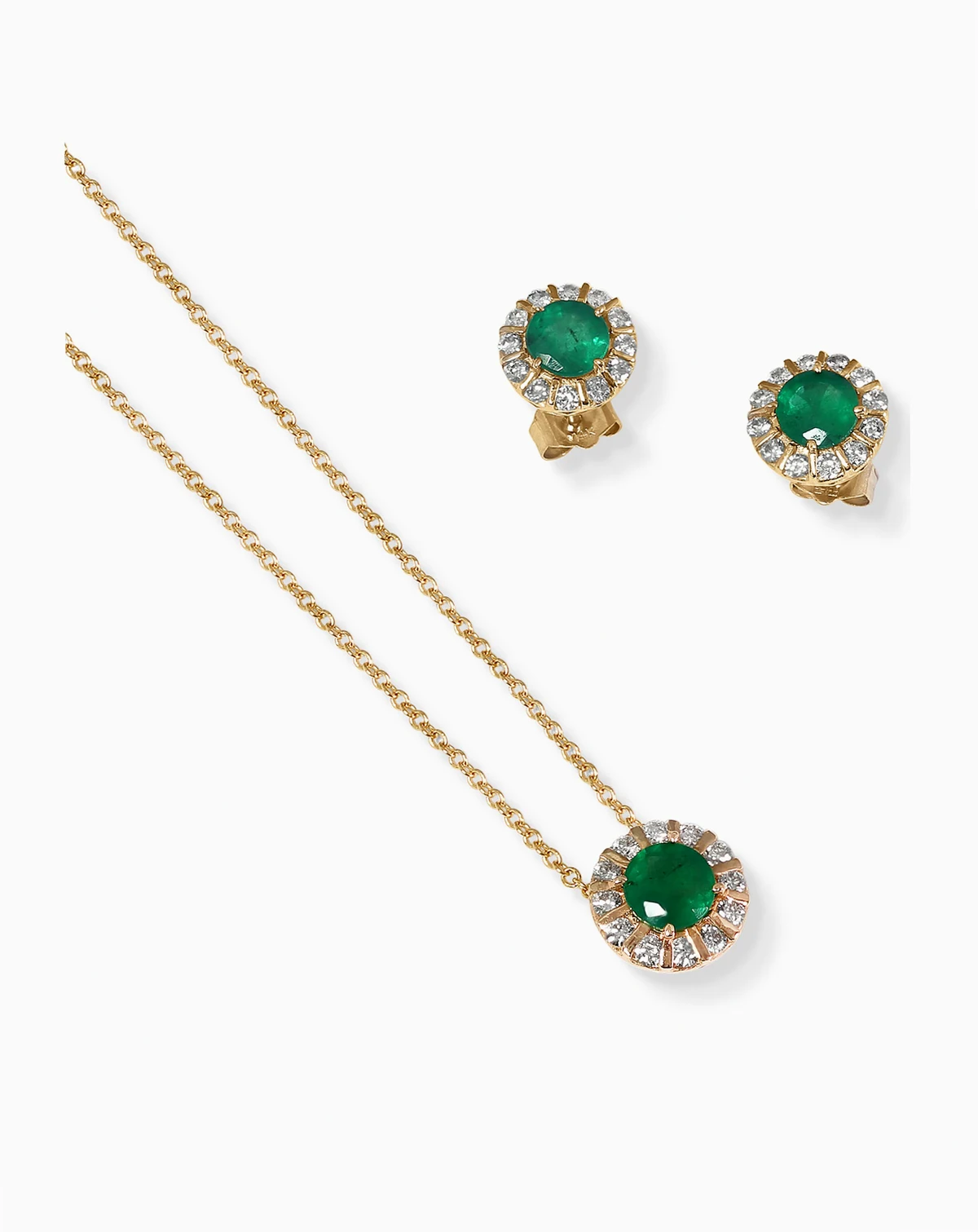 EFFY® Emerald & Diamond Stud Earrings and Pendant Necklace in 14k Gold