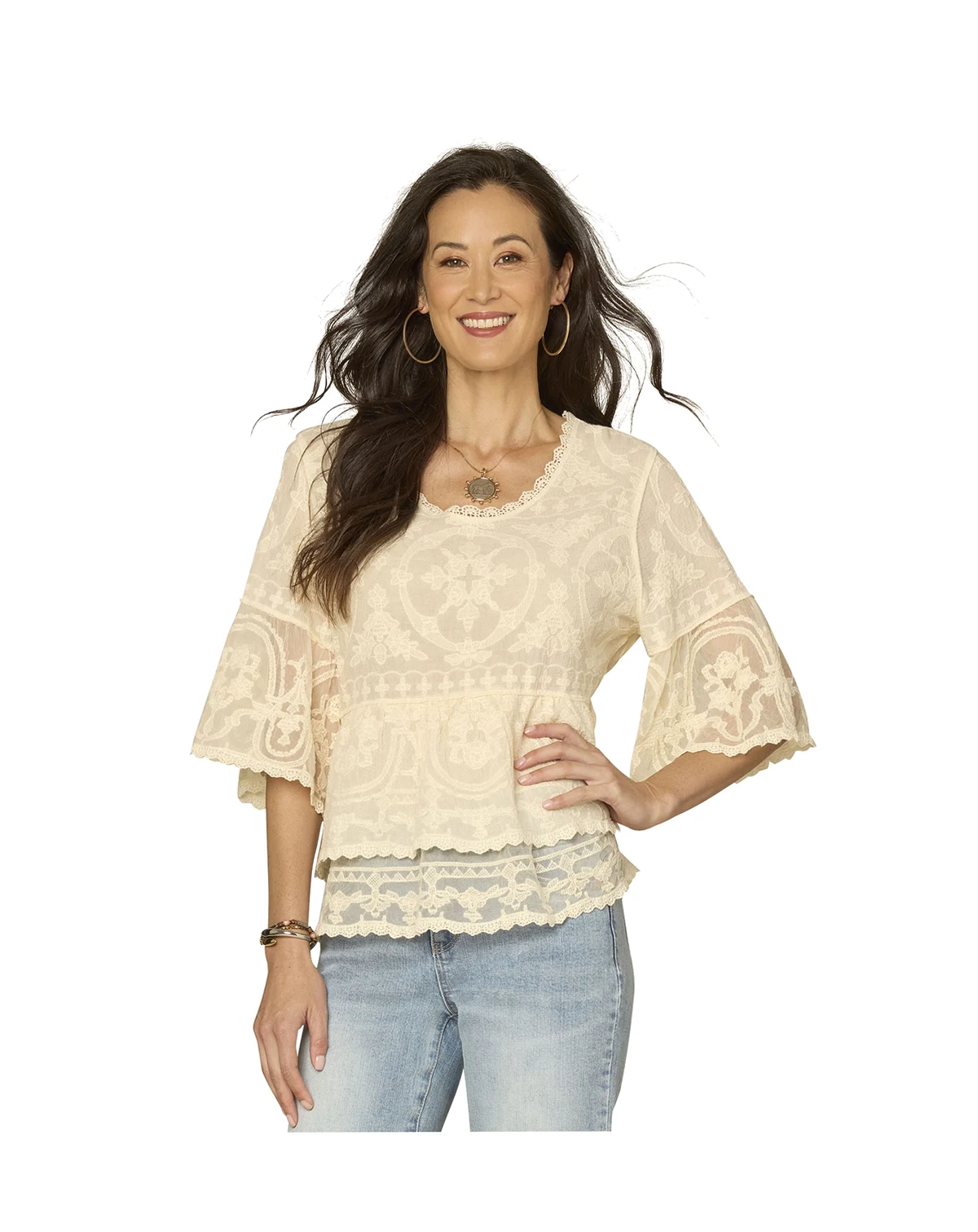 Petite Scoop Neck Bell Sleeve Top