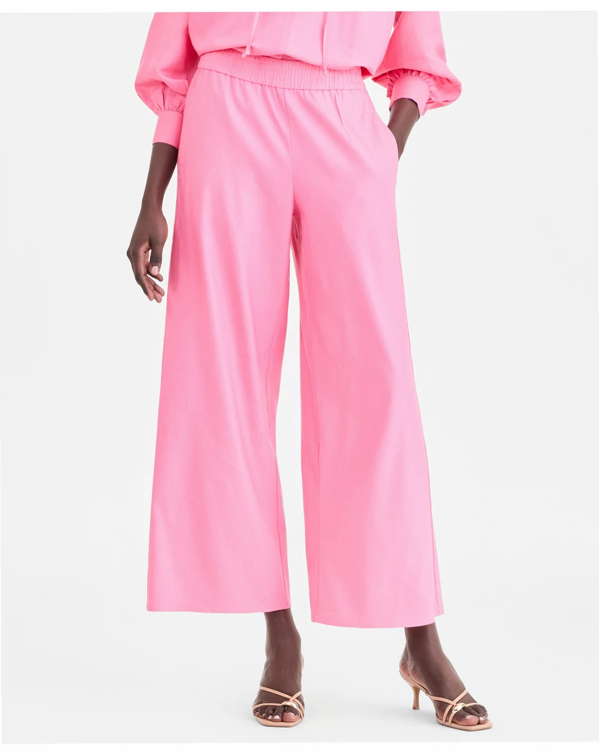 Women's Linen-Blend Wide-Leg Pull-On Pants