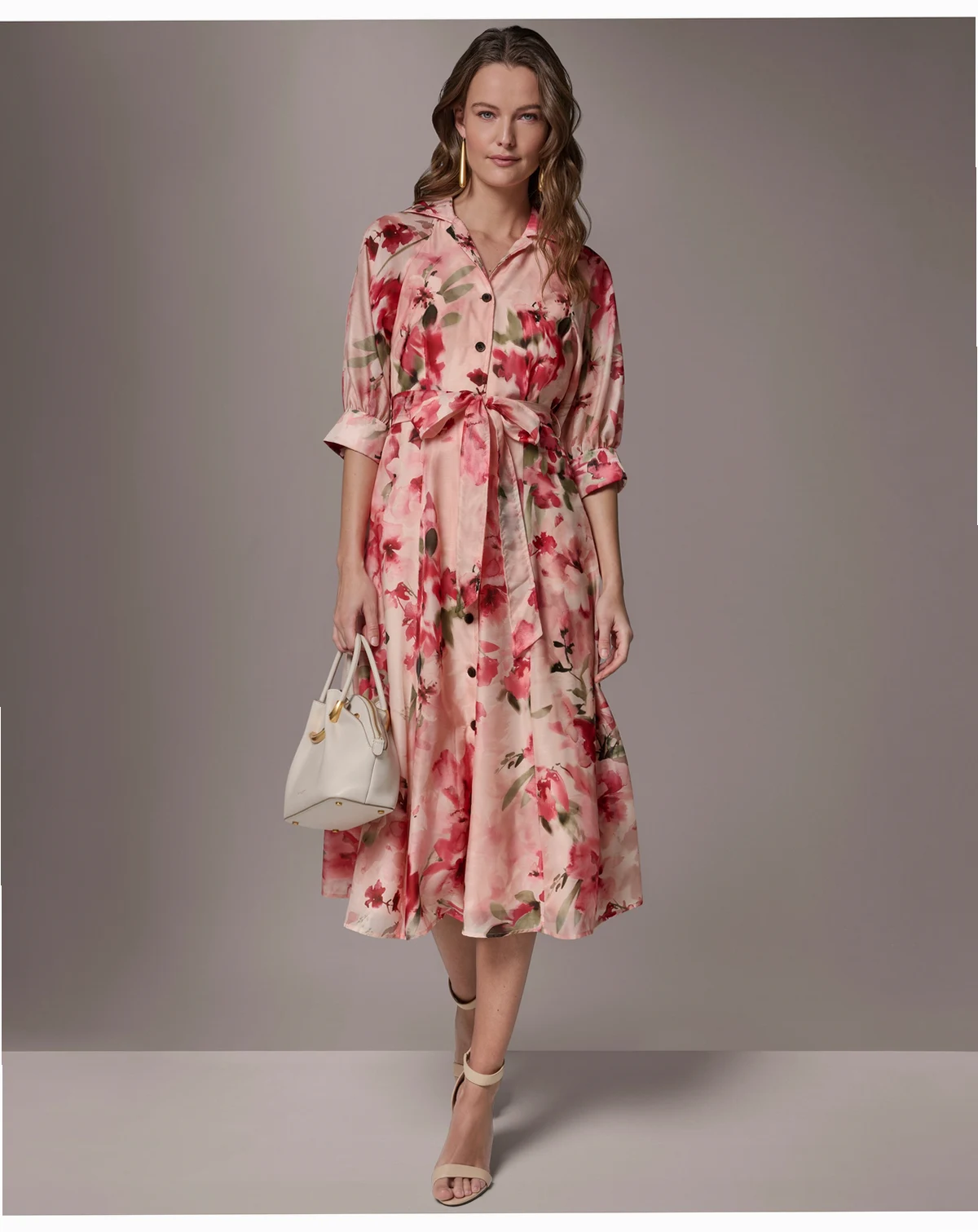 Women's Printed Collared Neck Shirt Dress