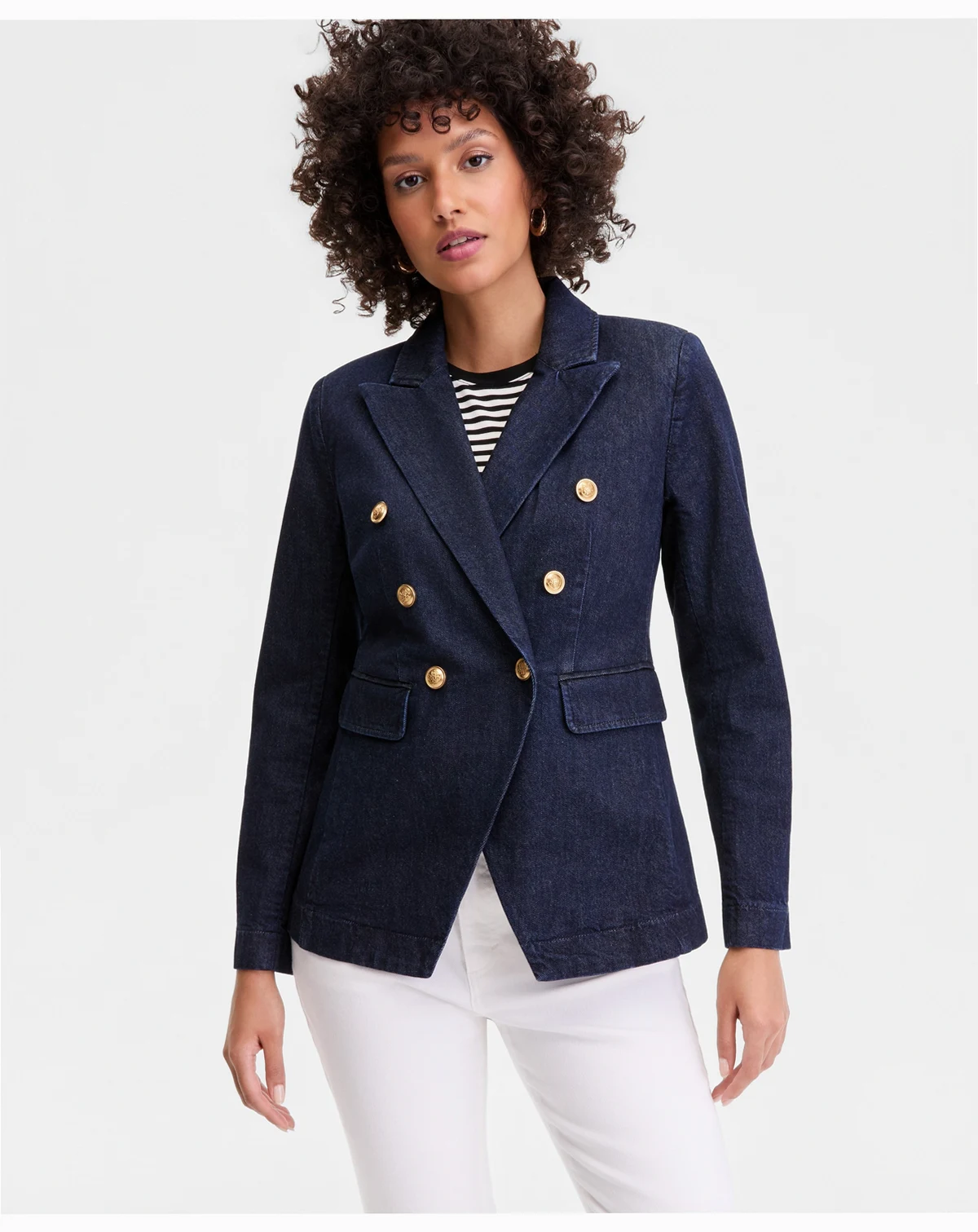 Women's Double-Breasted Denim Blazer, Macy's Exclusive